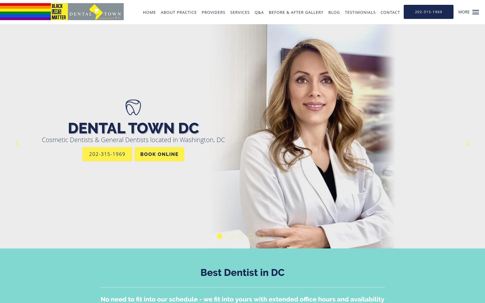 The screenshot of dental town dc - best dentist in dc website