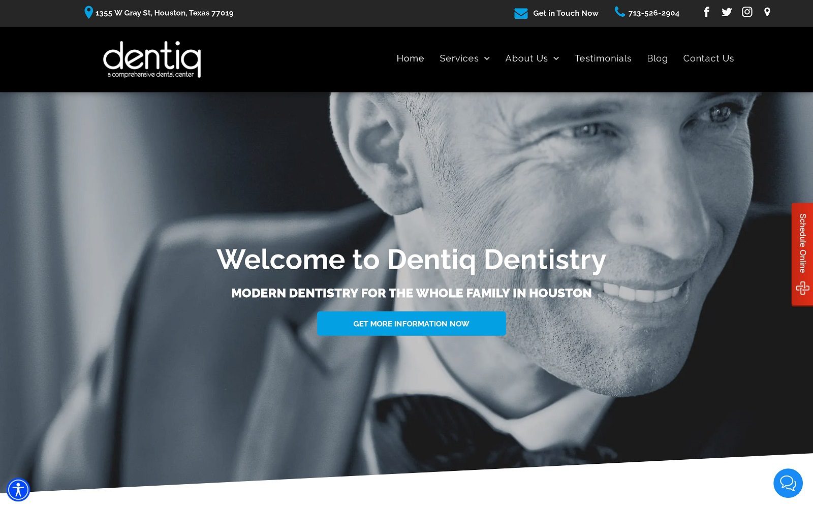 The screenshot of dentiq dentistry website