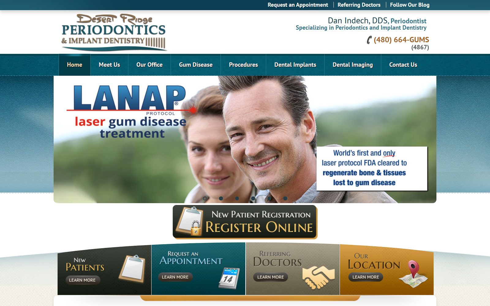 The screenshot of desert ridge periodontics & implant dentistry website