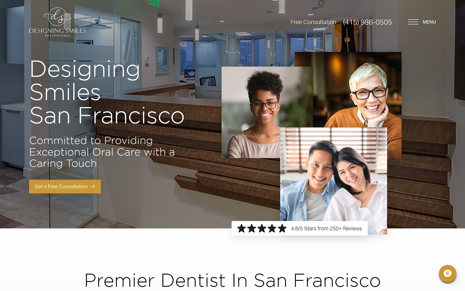 The screenshot of designing smiles san francisco website