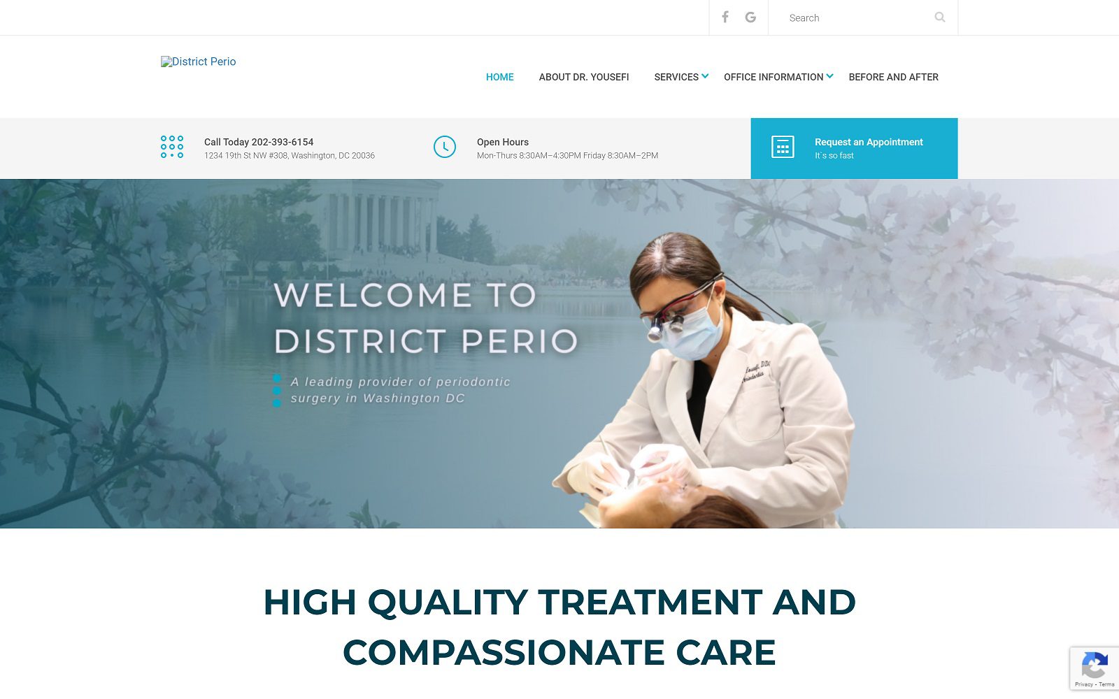 The screenshot of district perio, raha yousefi dds mph website