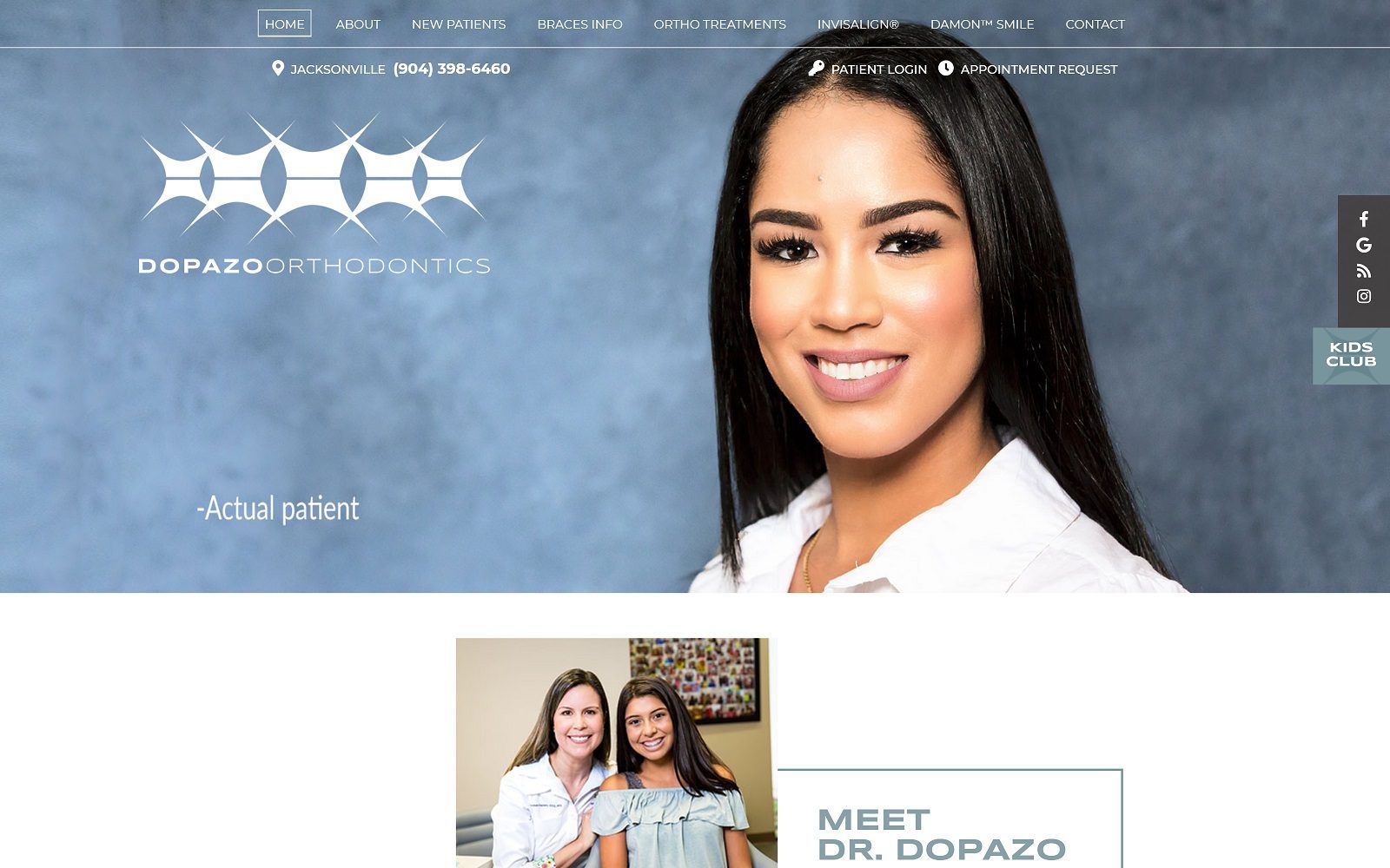 The screenshot of dopazo orthodontics dr. Leandra dopazo website