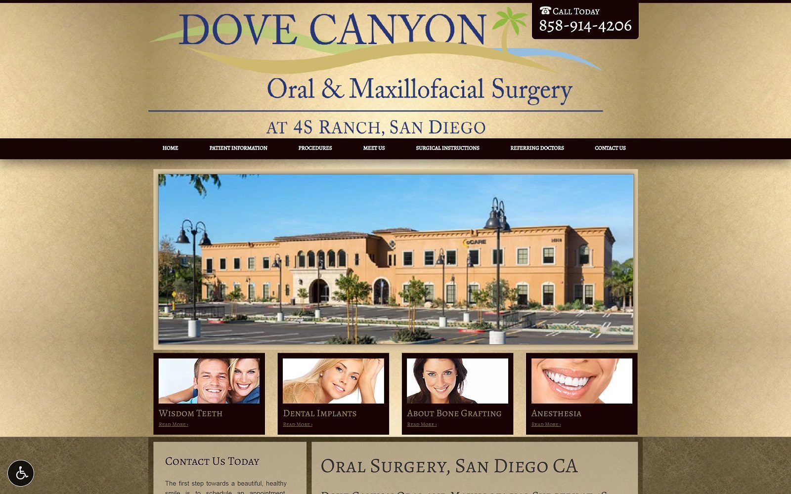 The screenshot of robert h. Miner dds -dove canyon oral and maxillofacial surgery website