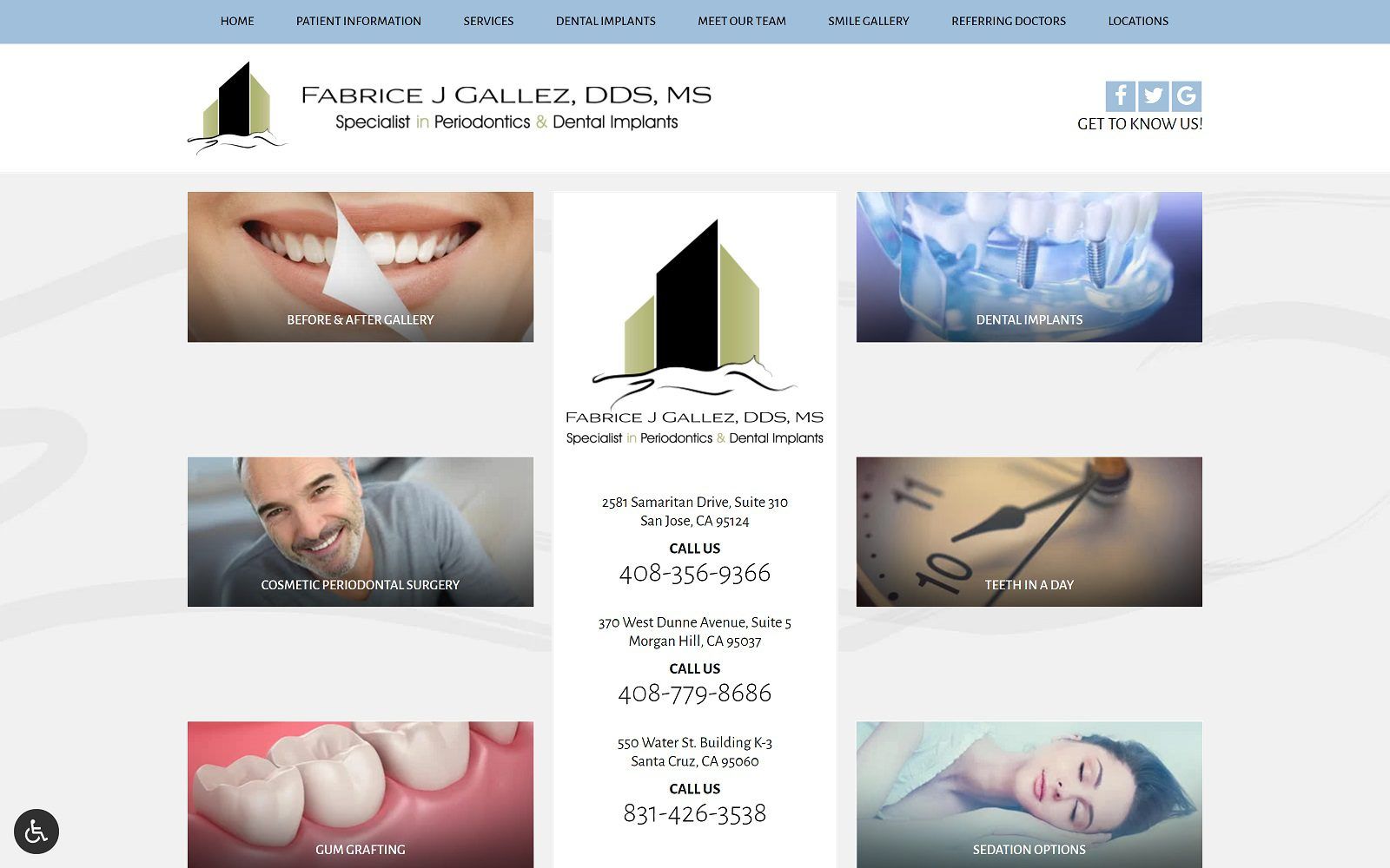 The screenshot of fabrice j. Gallez, dds, ms website