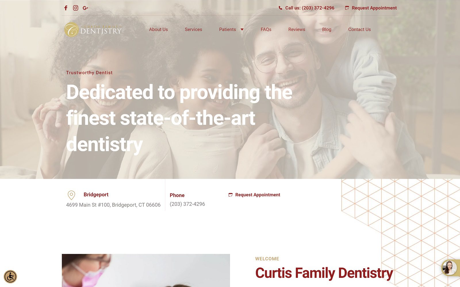 The screenshot of curtis family dentistry drmichaelcurtis. Com dr. Michael curtis website