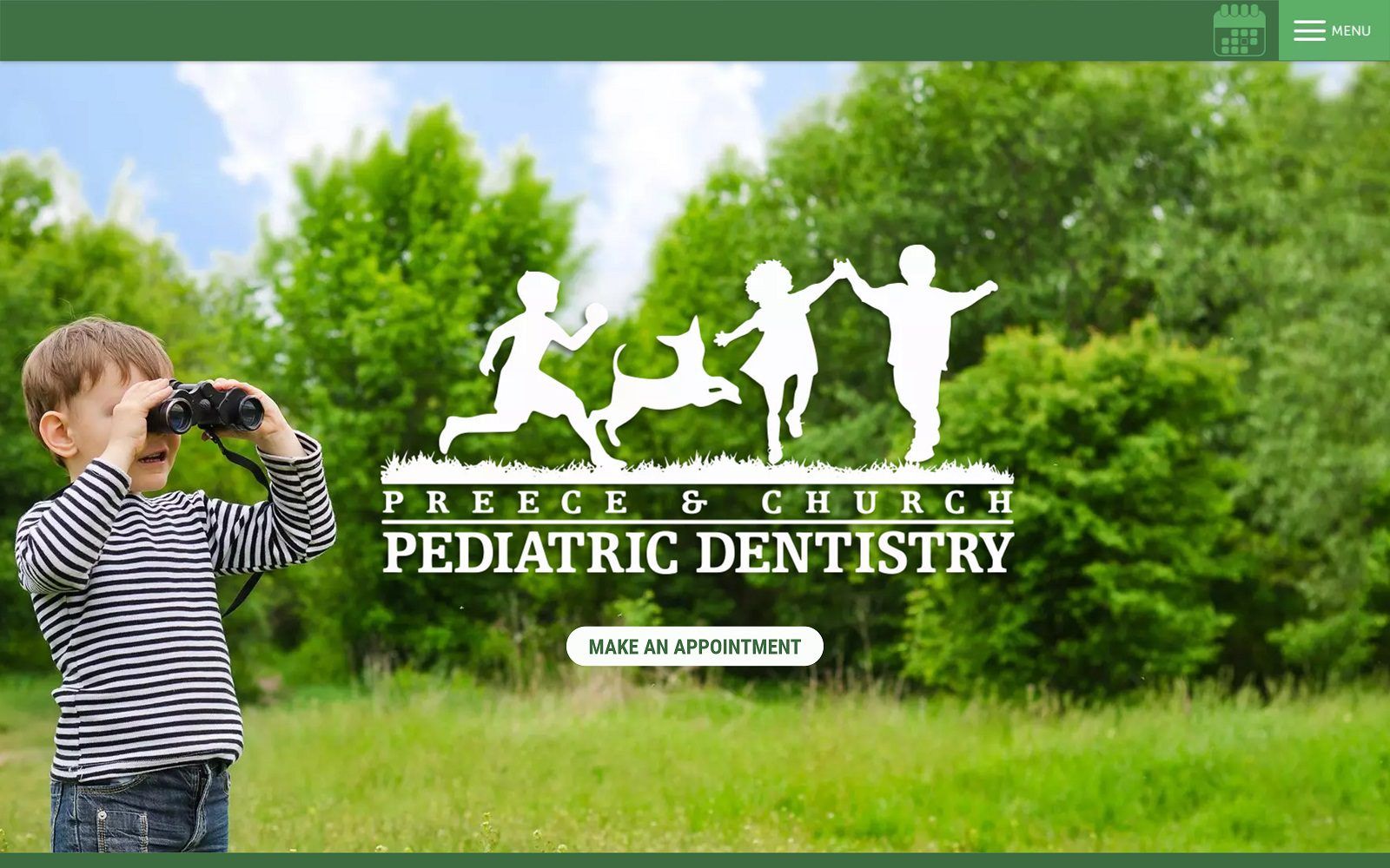 The screenshot of preece and church pediatric dentistry website