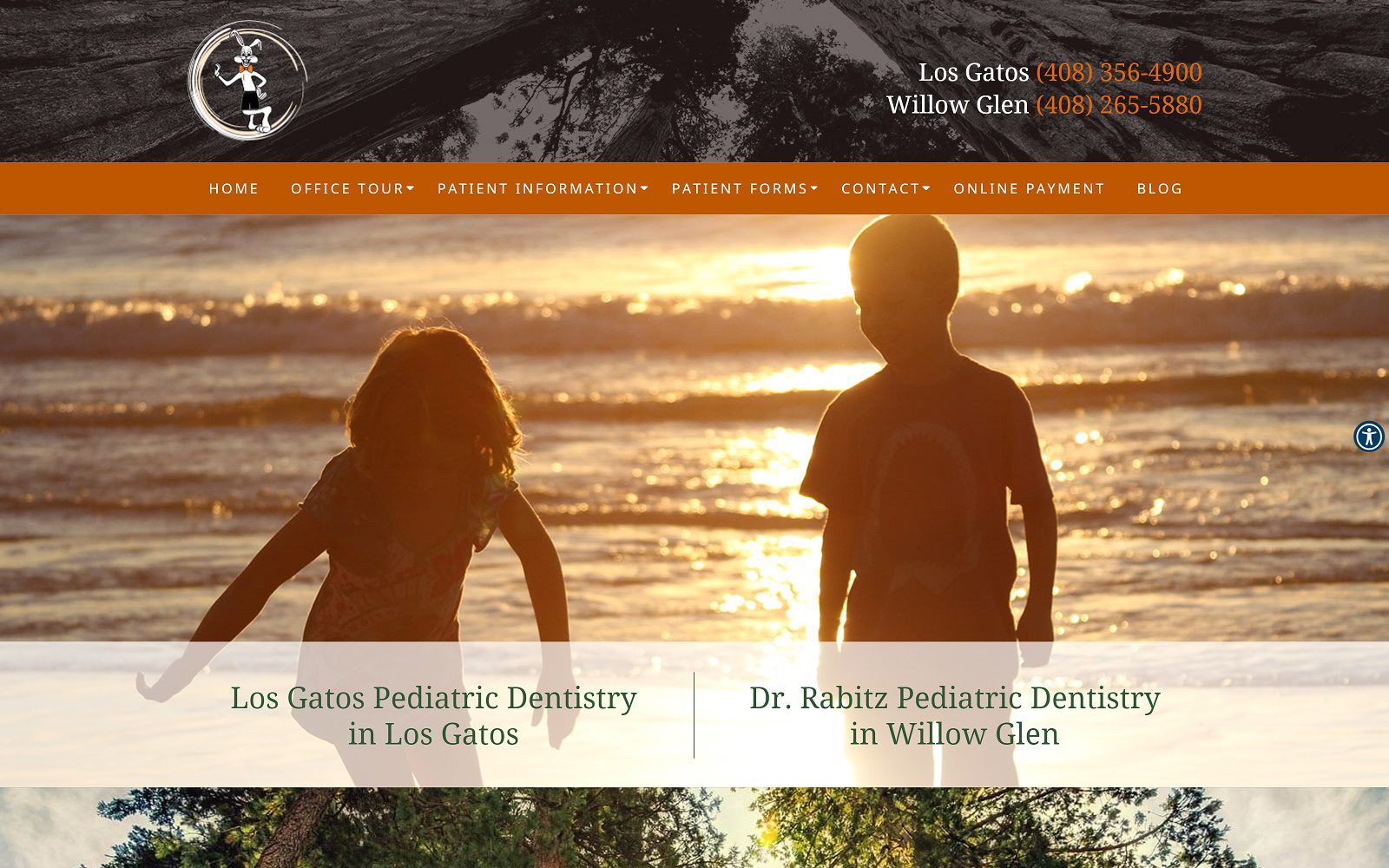 The screenshot of dr. Rabitz pediatric dentistry website