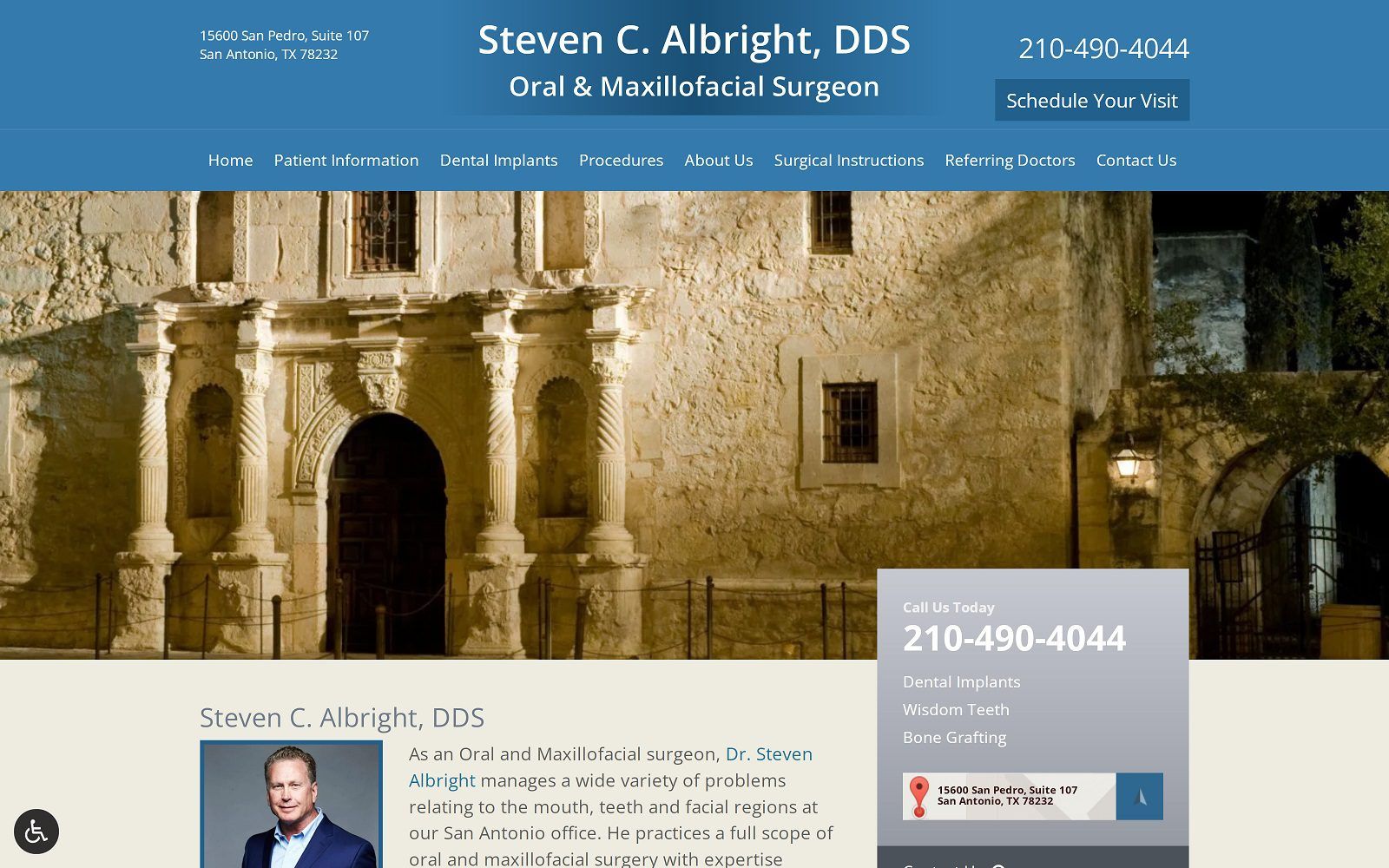 The screenshot of steven c. Albright, dds website