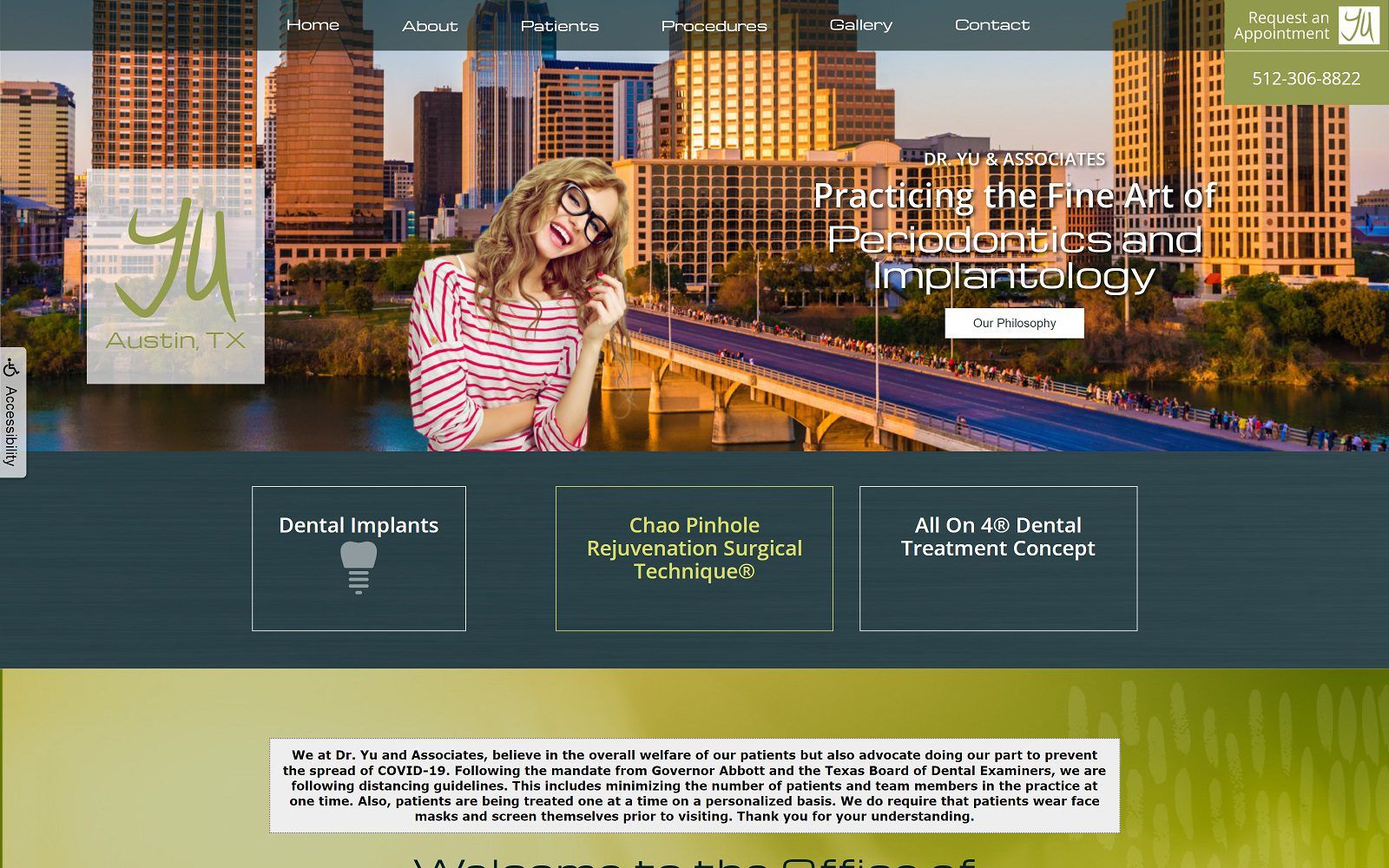 The screenshot of dr. Yu and associates website