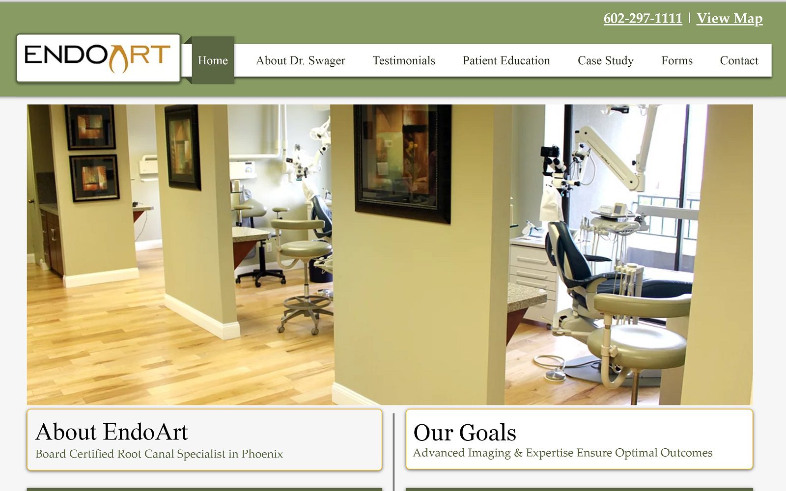 The screenshot of endoart steven t. Swager, dmd, board certified endodontist website