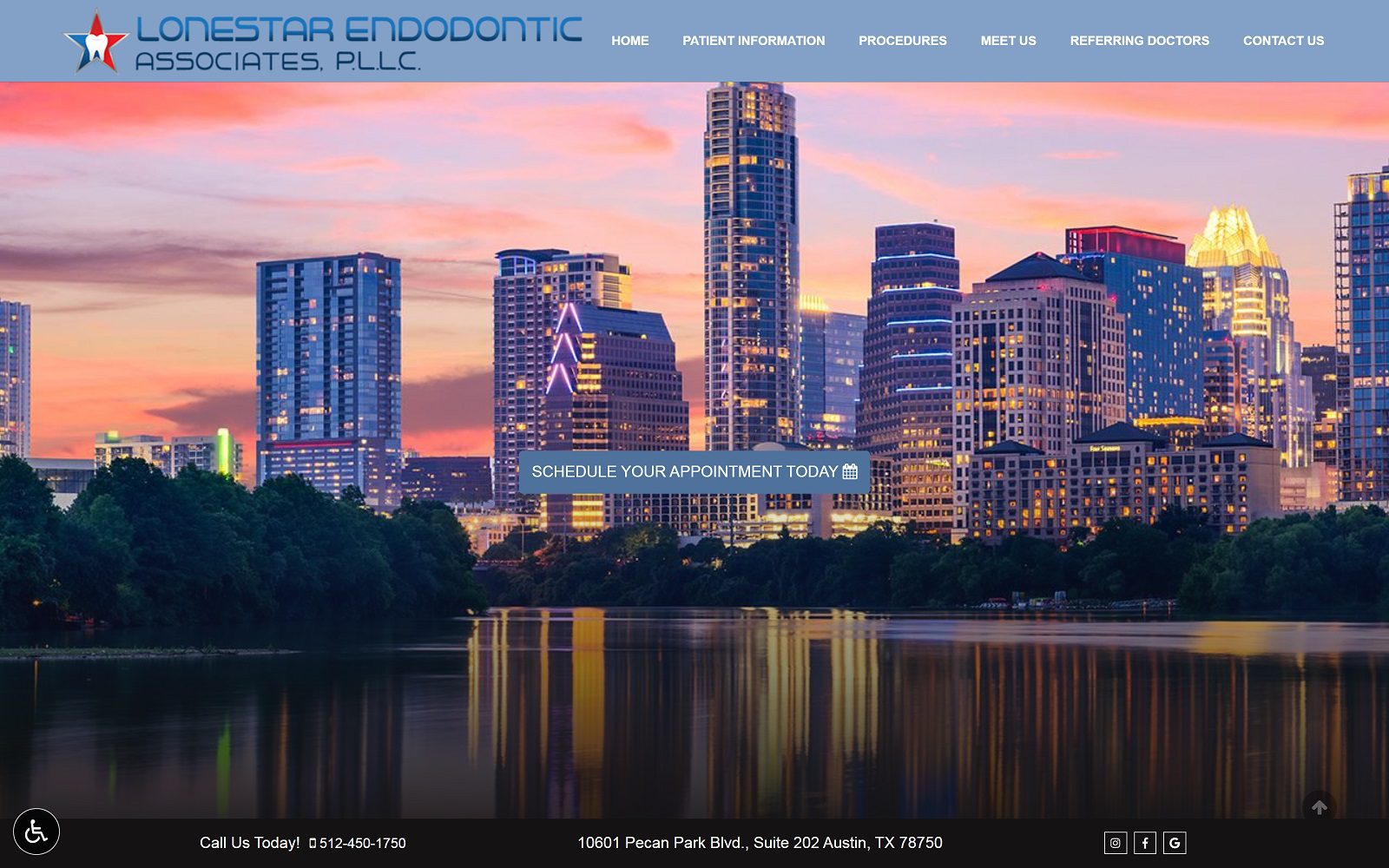 The screenshot of lonestar endodontics assoc of austin: m. Scott monts dds website