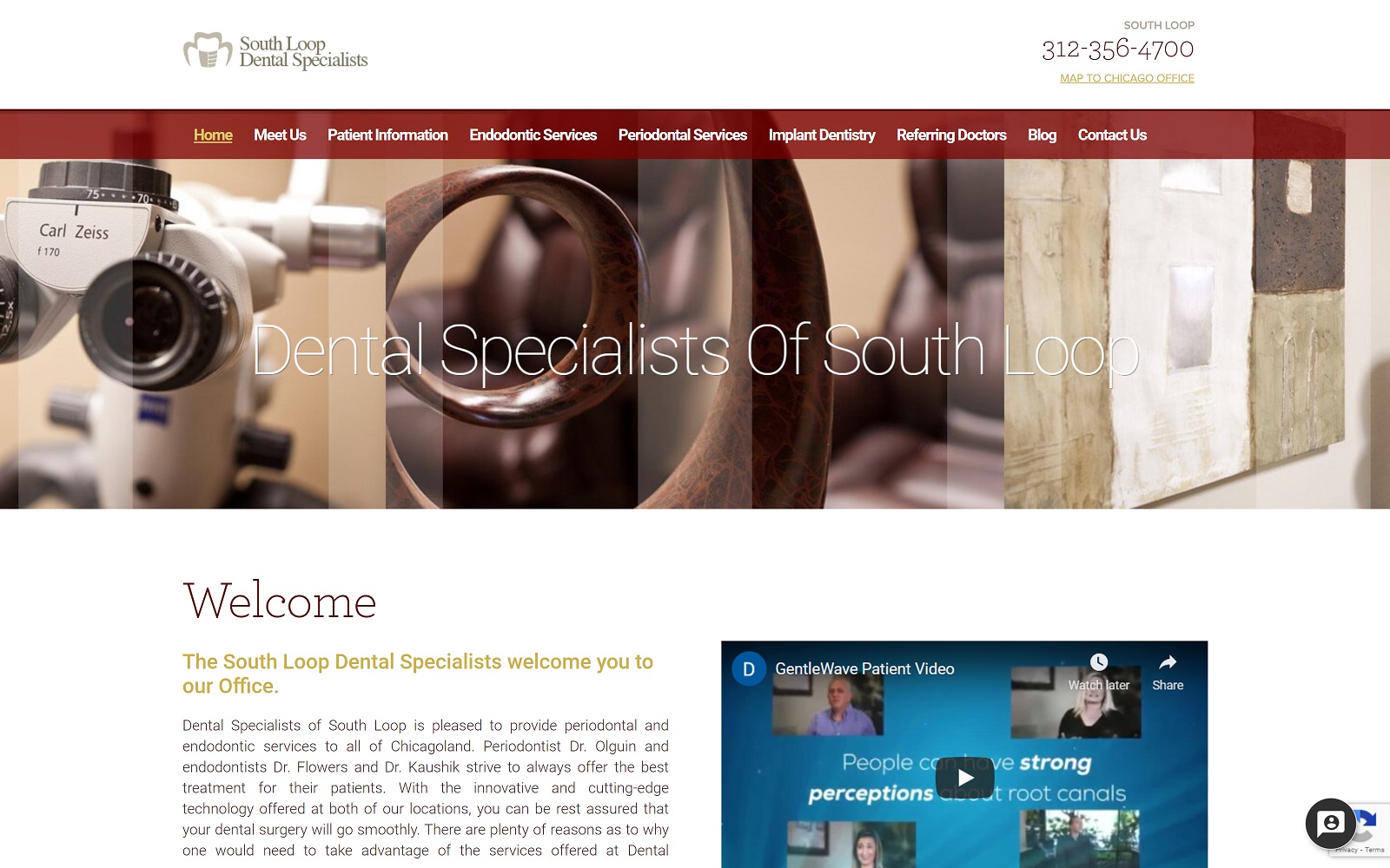 The screenshot of south loop dental specialists website