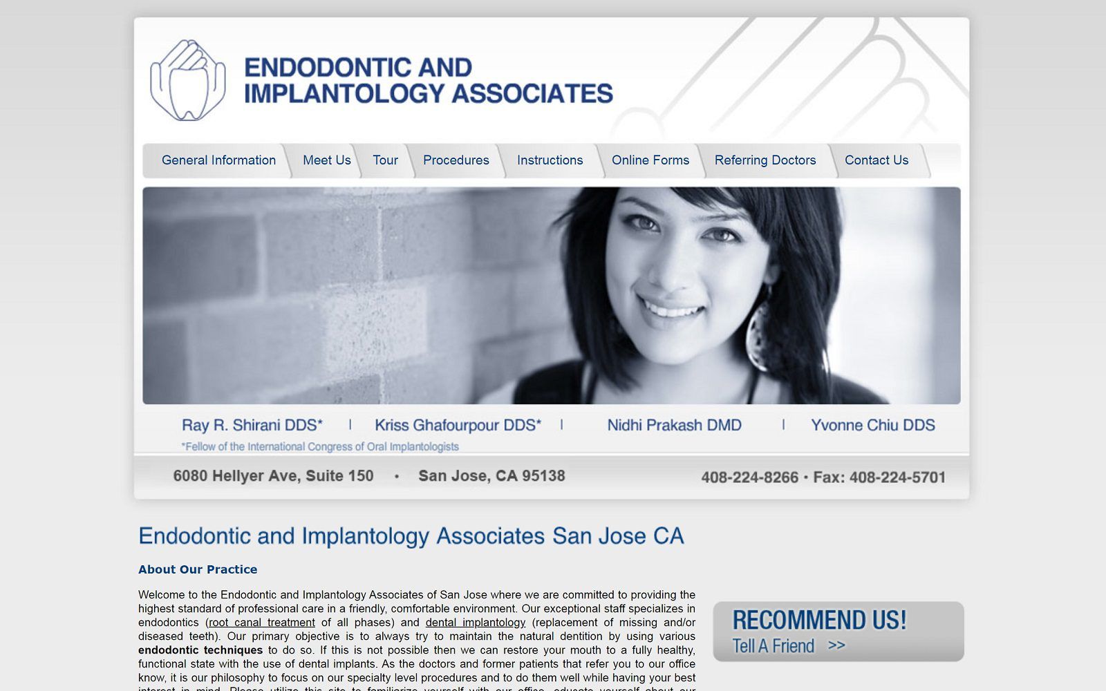 The screenshot of endodontic & implantology associates website