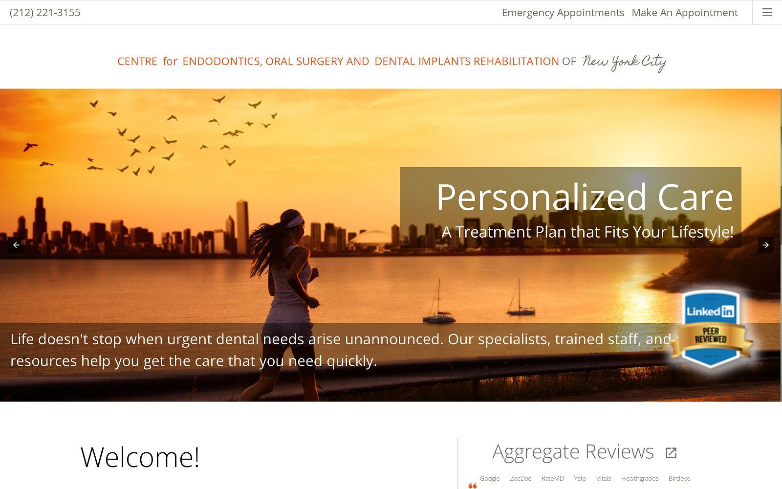 The screenshot of eoi-nyc centre for endodontics, oral surgery & dental implants website