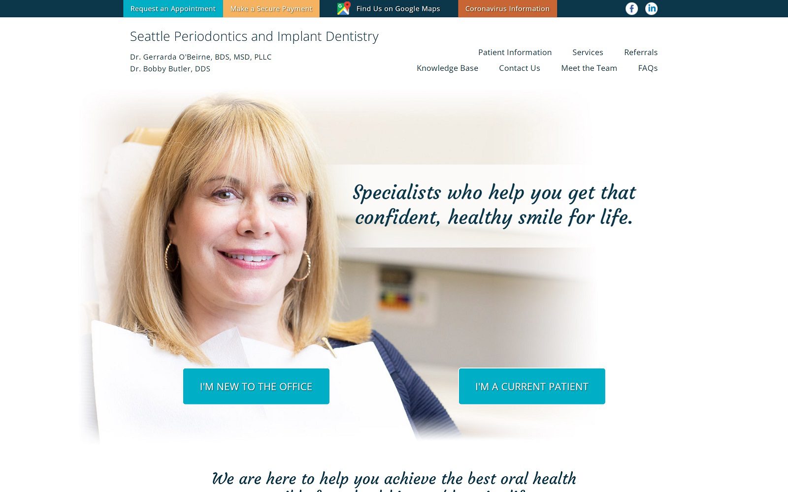 The screenshot of seattle periodontics & implant dentistry website