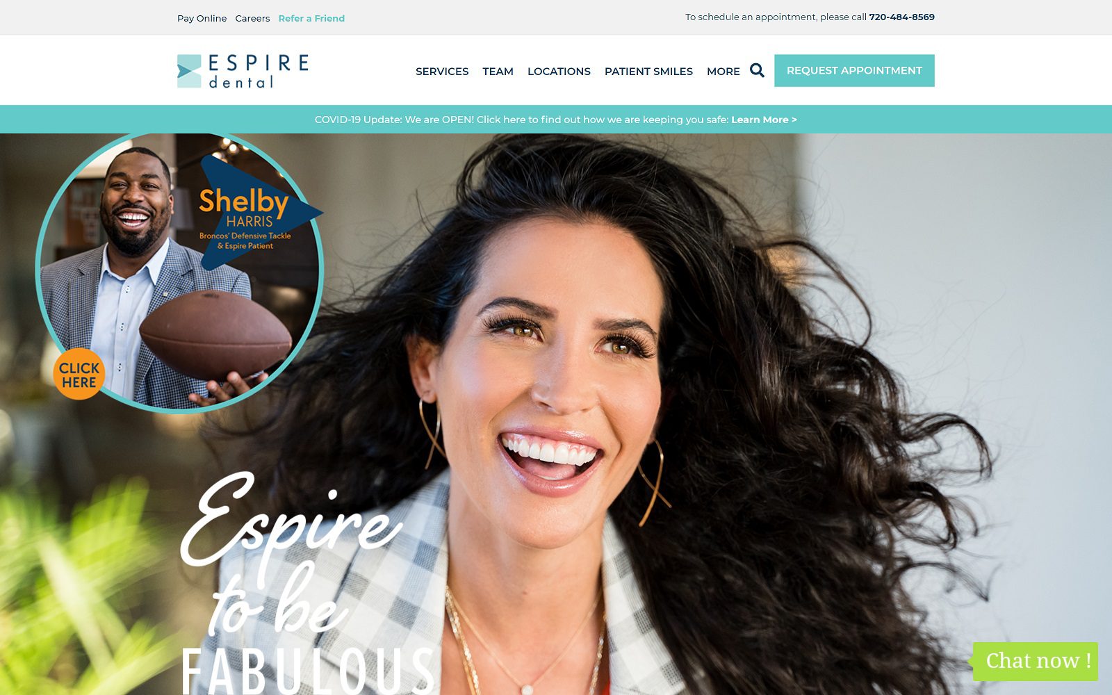 The screenshot of espire dental | glendale-cherry creek website