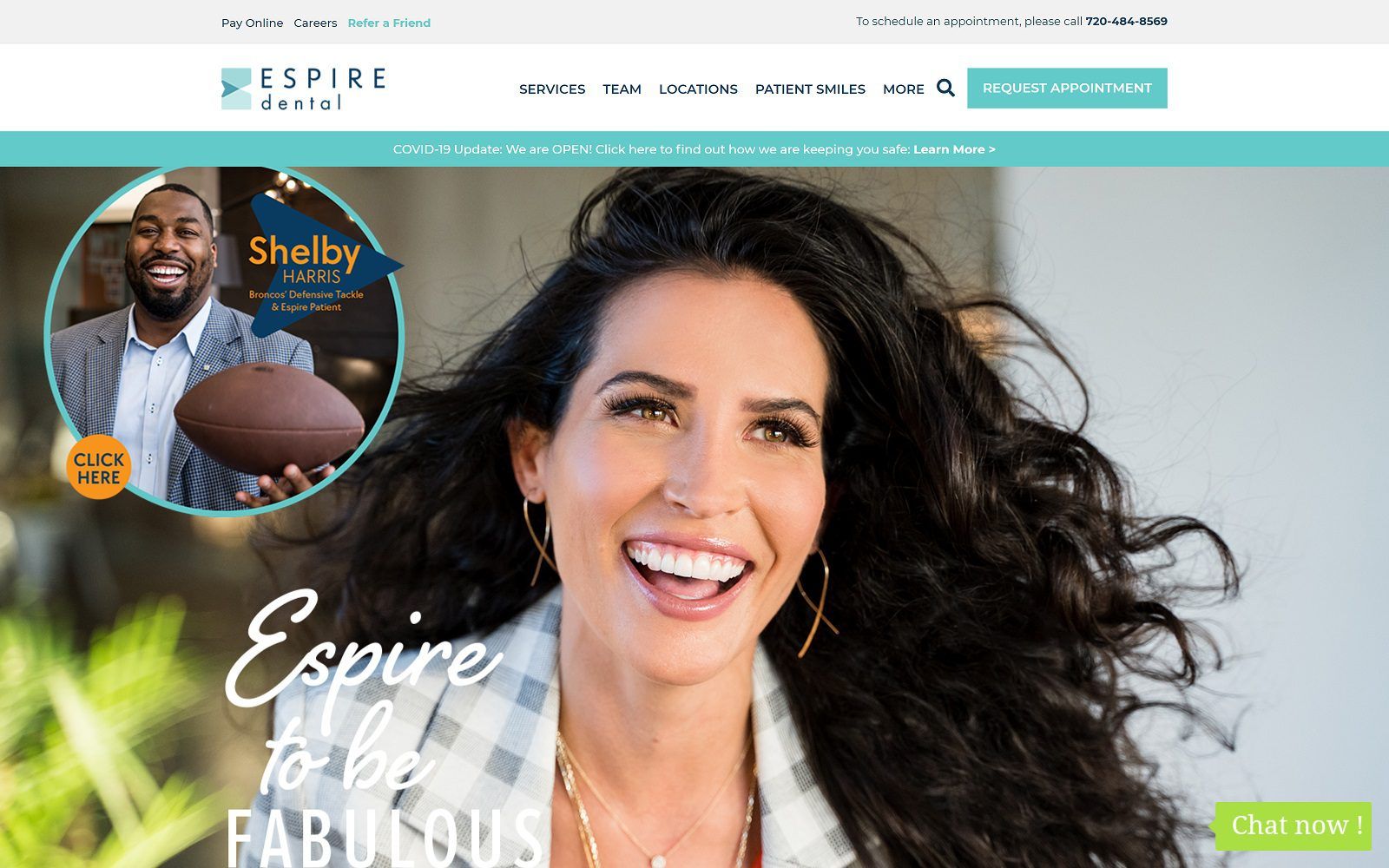 The screenshot of espire dental | glendale-cherry creek website