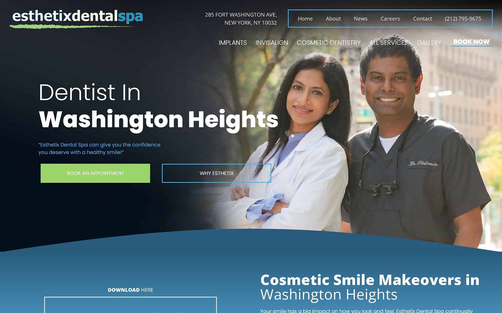 The screenshot of esthetix dental spa, nyc's dental implant & cosmetic specialist