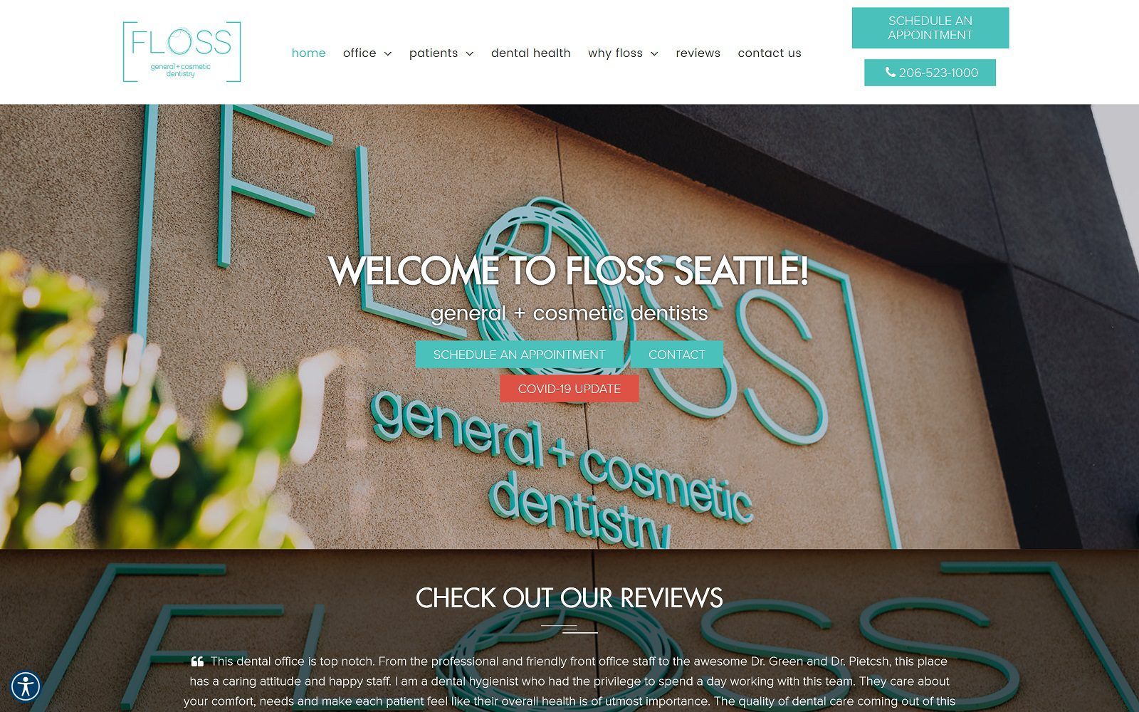 The screenshot of floss general + cosmetic dentistry website