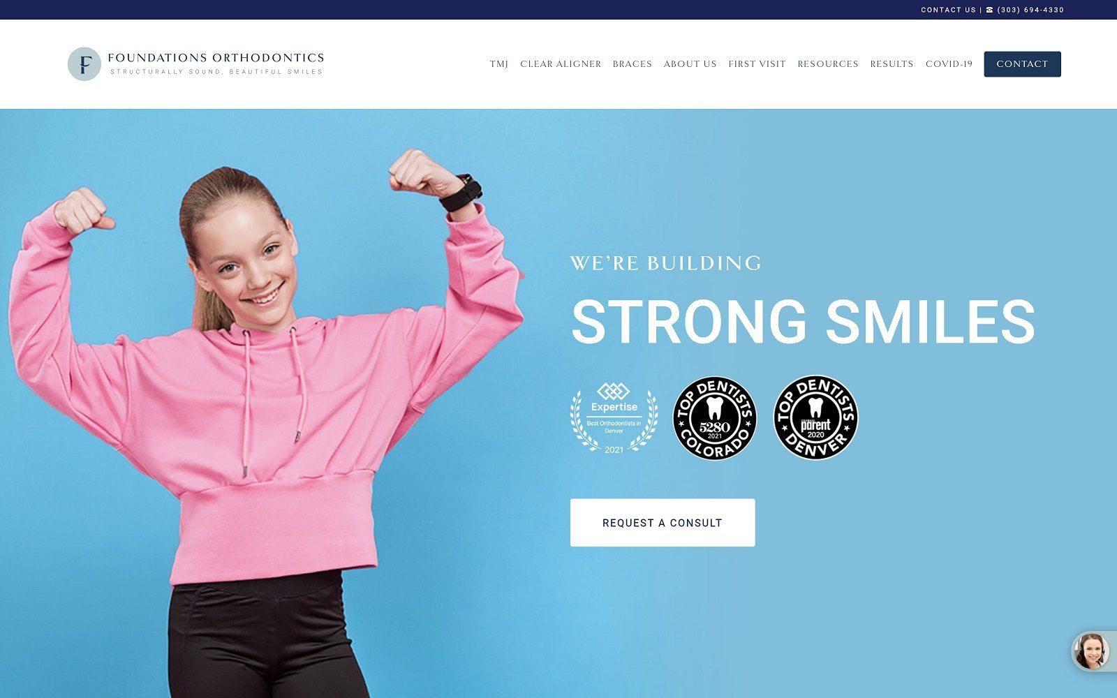 The screenshot of foundations orthodontics - denver website