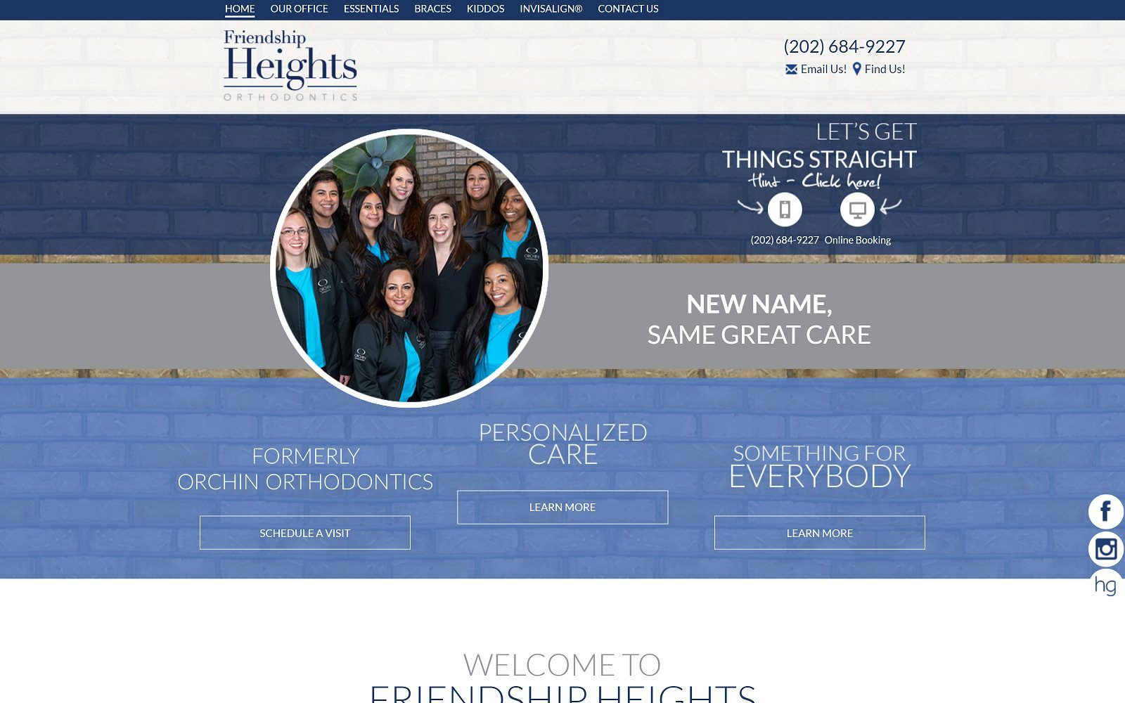 The screenshot of friendship heights orthodontics website