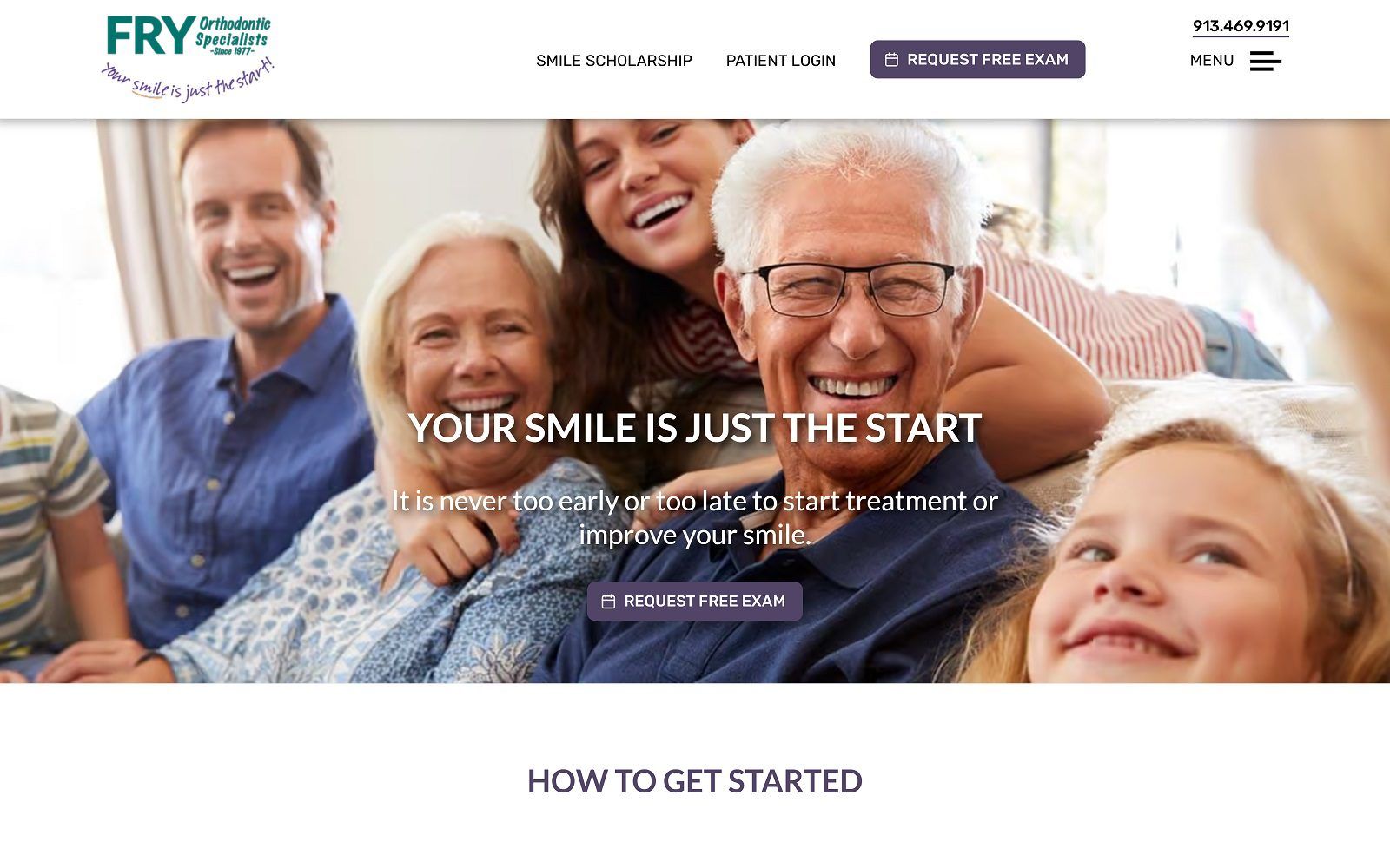 The screenshot of fry orthodontic specialists website
