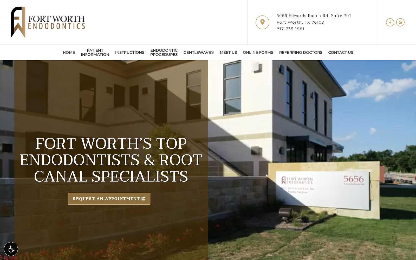 The screenshot of fort worth endodontics dr. John w. Loeffelholz website