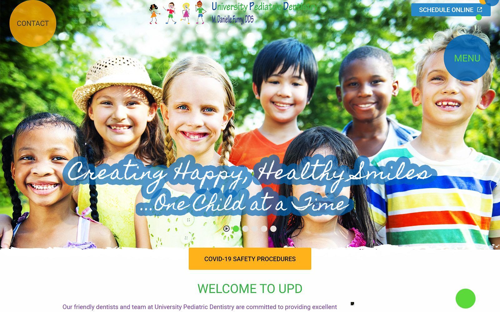 The screenshot of university pediatric dentistry website