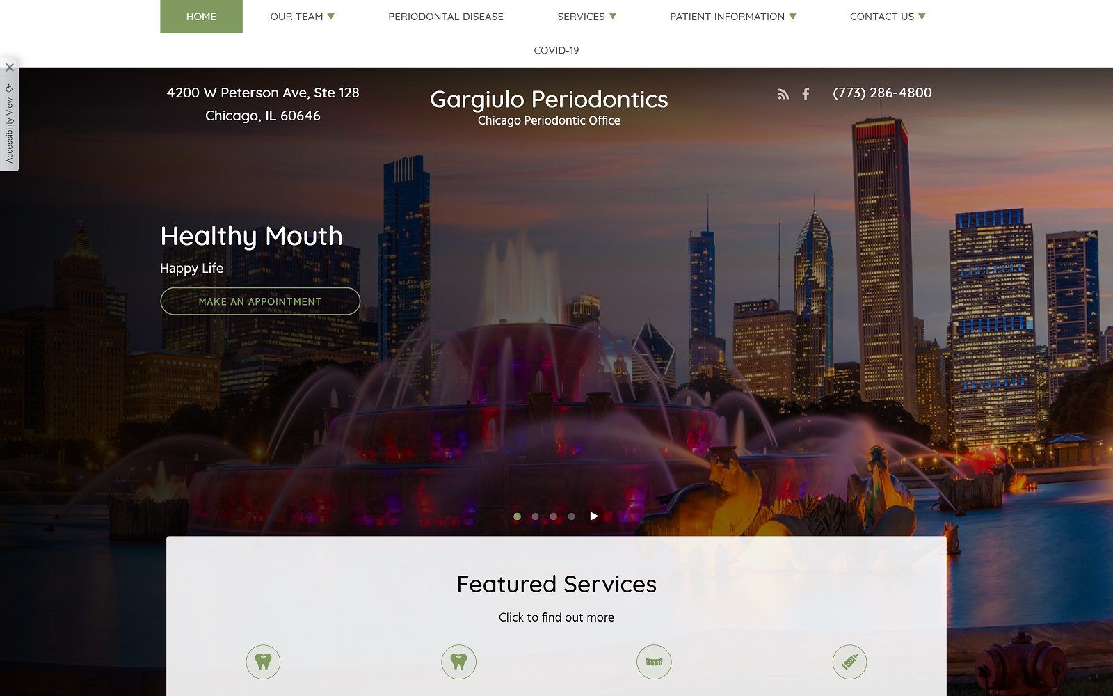 The screenshot of gargiulo periodontics dr. Gloria gargiulo website