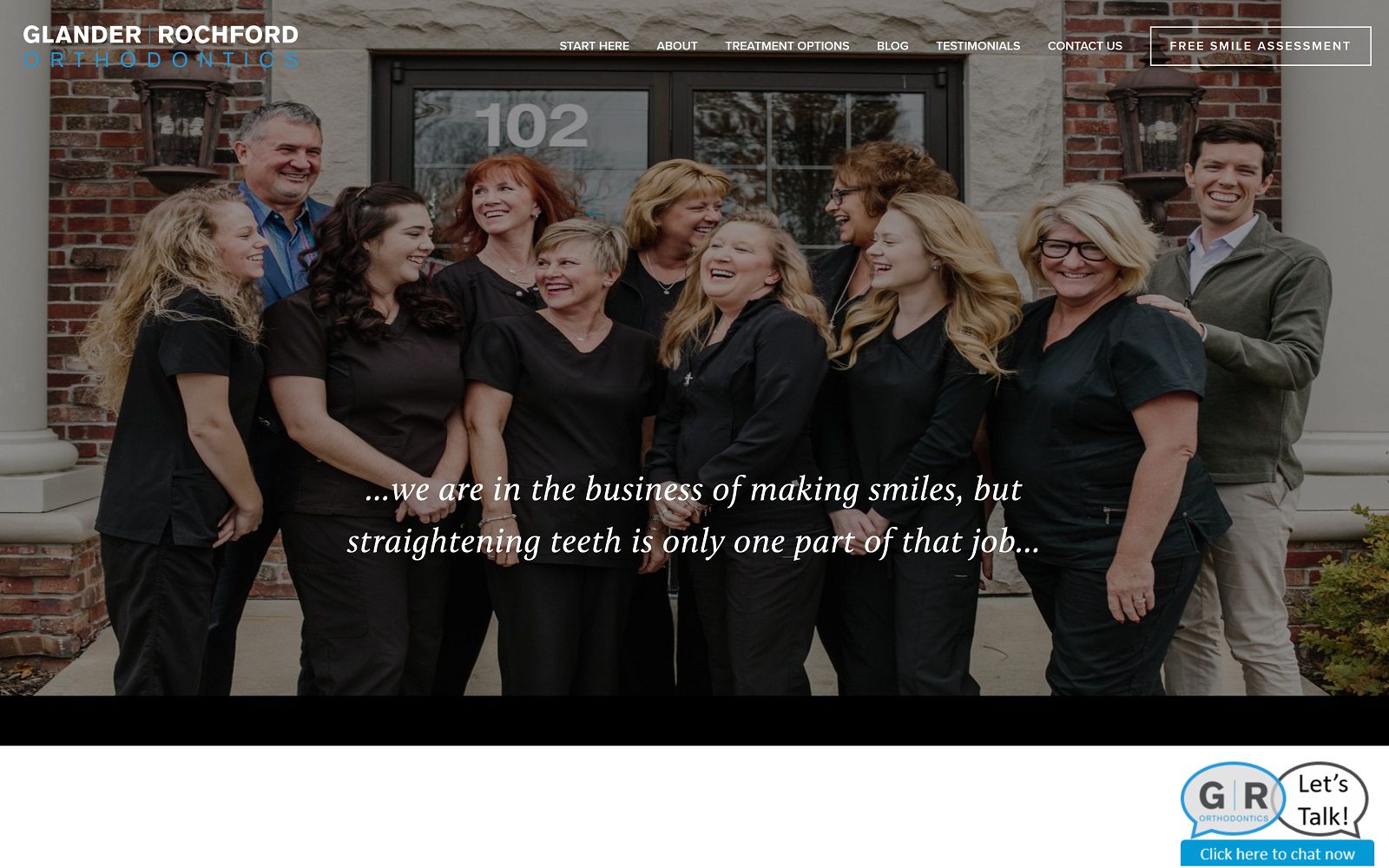 The screenshot of glander rochford orthodontics website