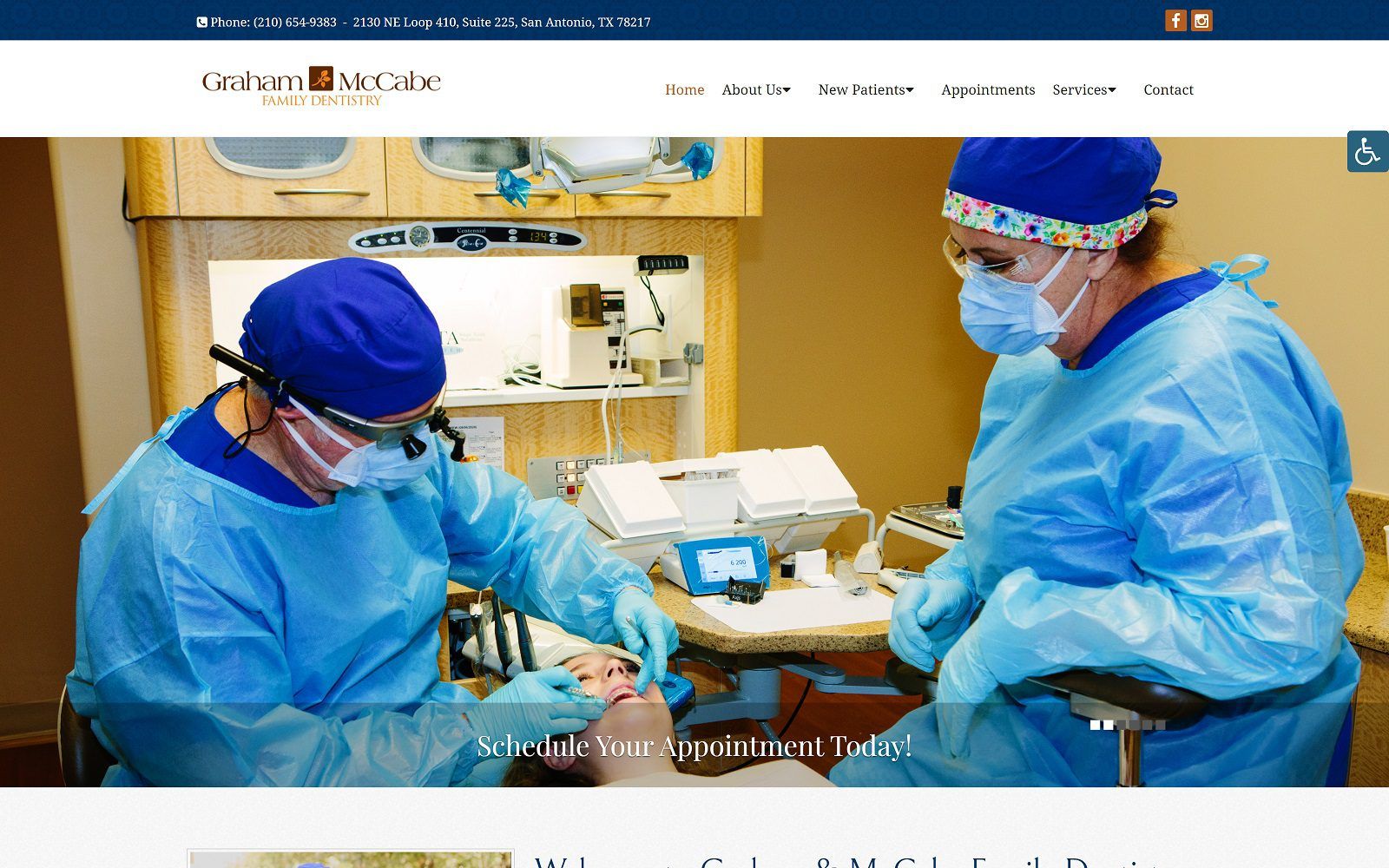 The screenshot of graham & mccabe family dentistry website