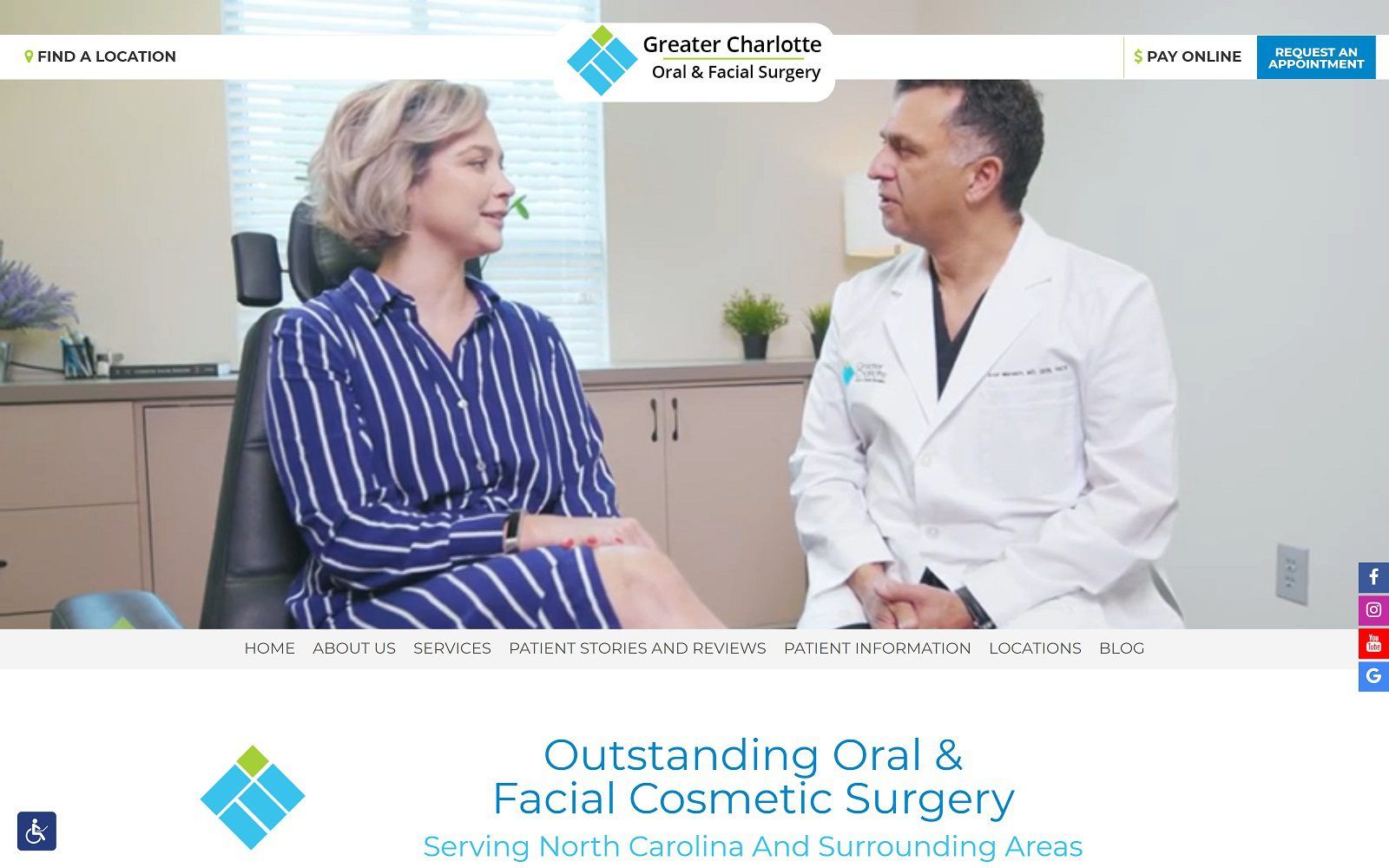 The screenshot of greater charlotte oral & facial surgery website