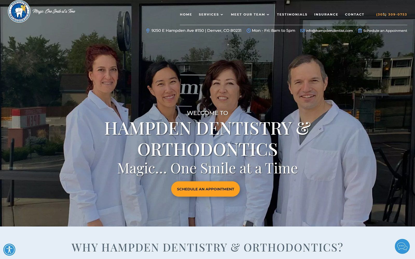 The screenshot of hampden dentistry & orthodontics website