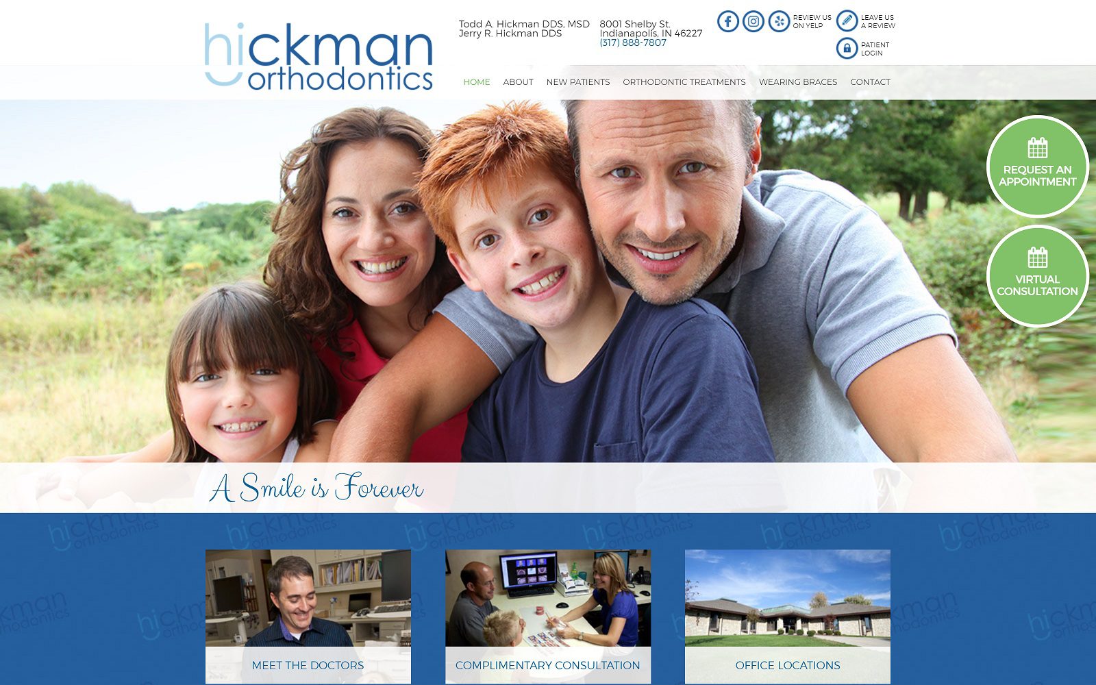 The screenshot of hickman orthodontics website