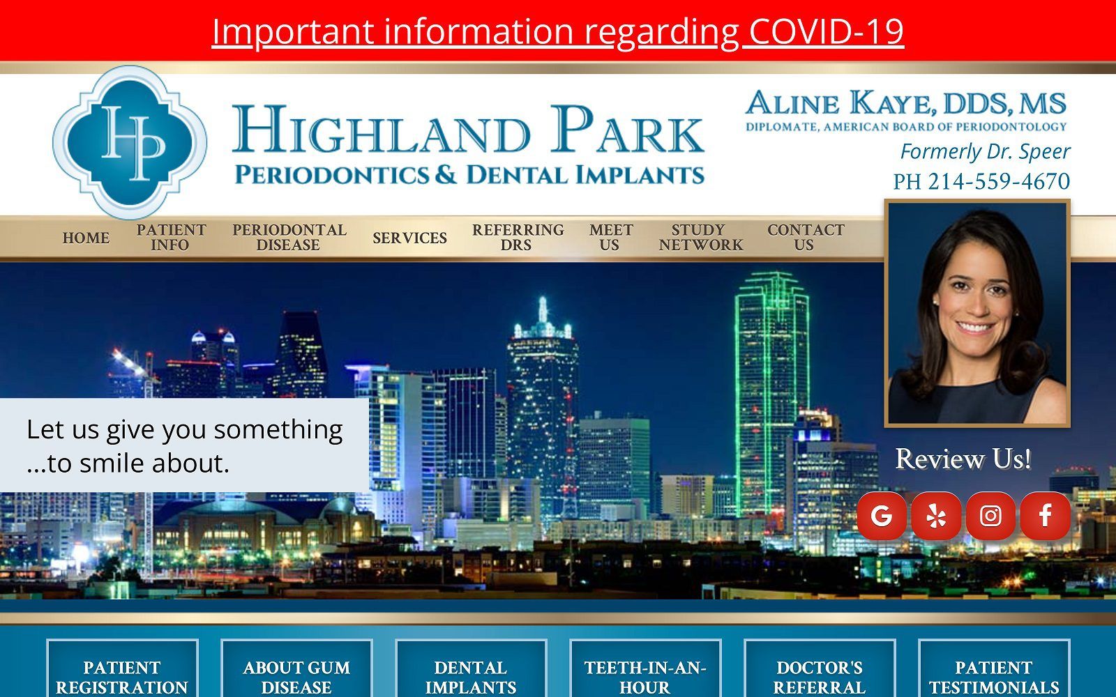 The screenshot of highland park periodontics & dental implants website