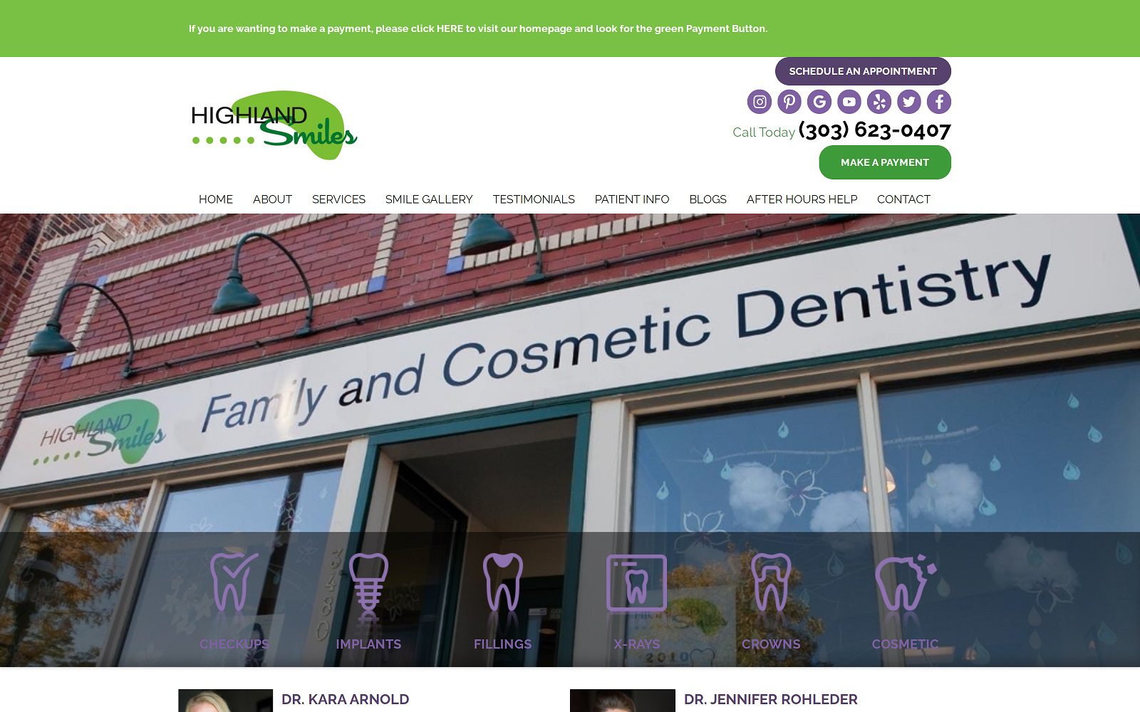 The screenshot of highland smiles website