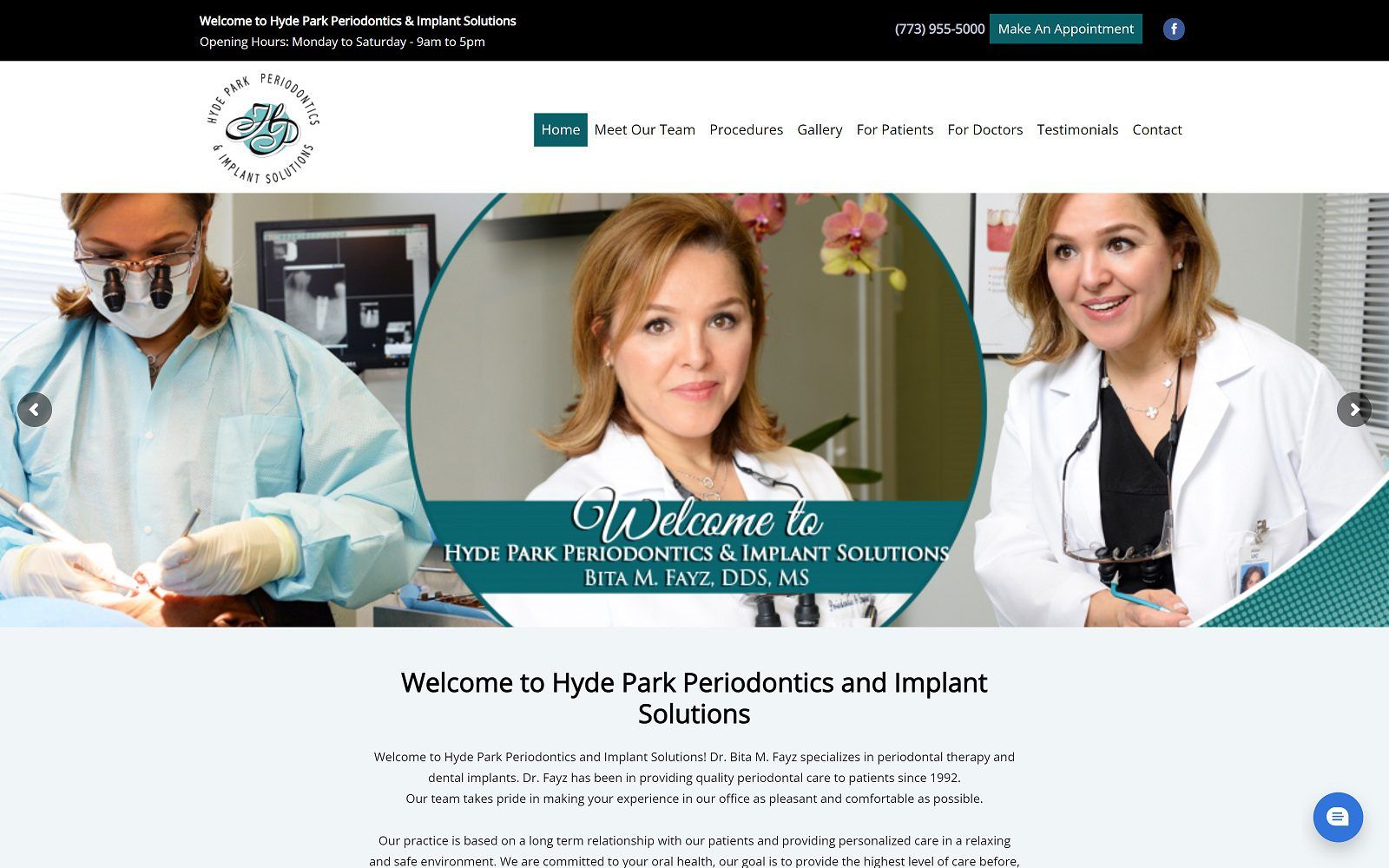 The screenshot of hyde park periodontics & implant solutions dr. Bita fayz website
