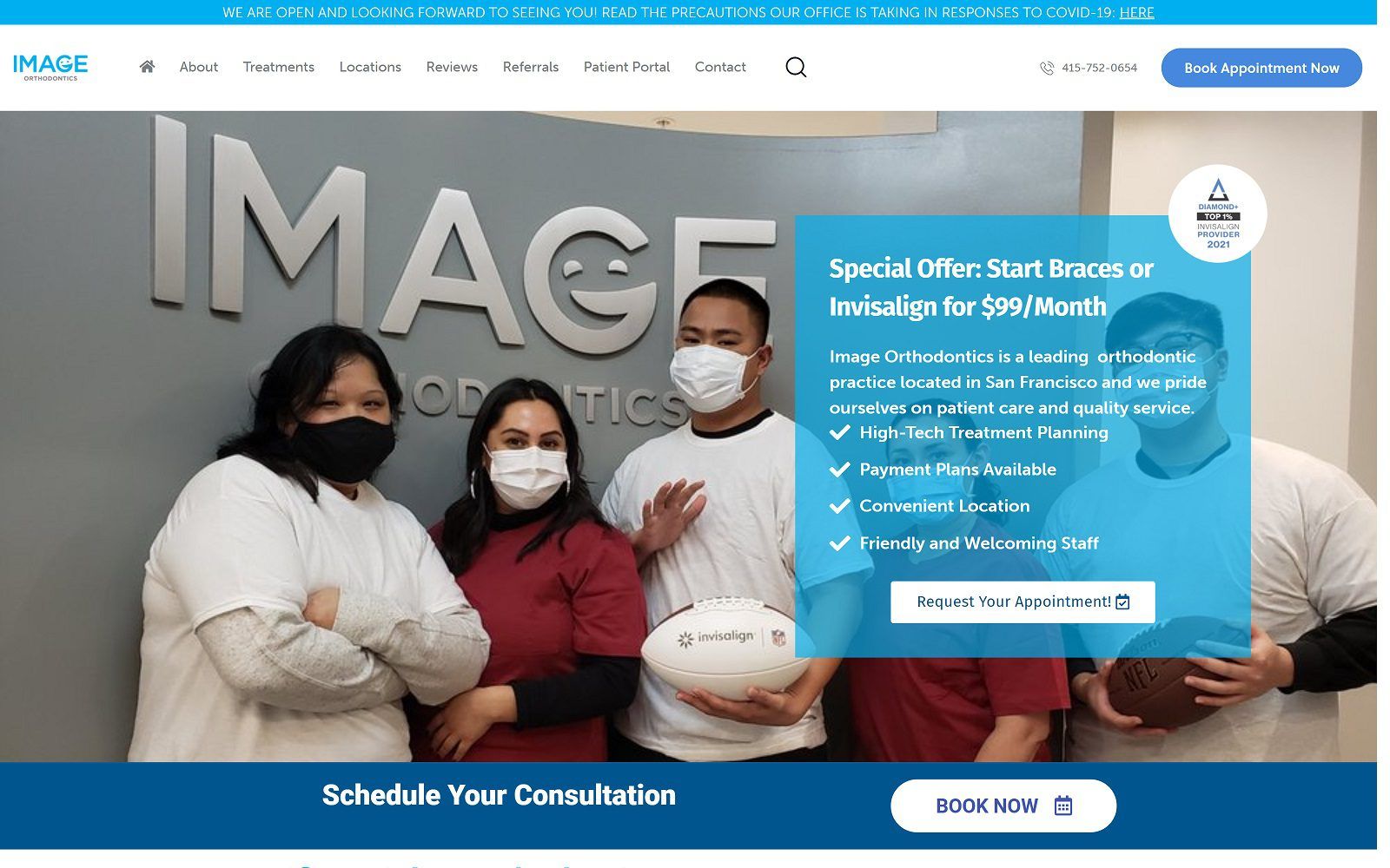 The screenshot of image orthodontics - pacific heights website