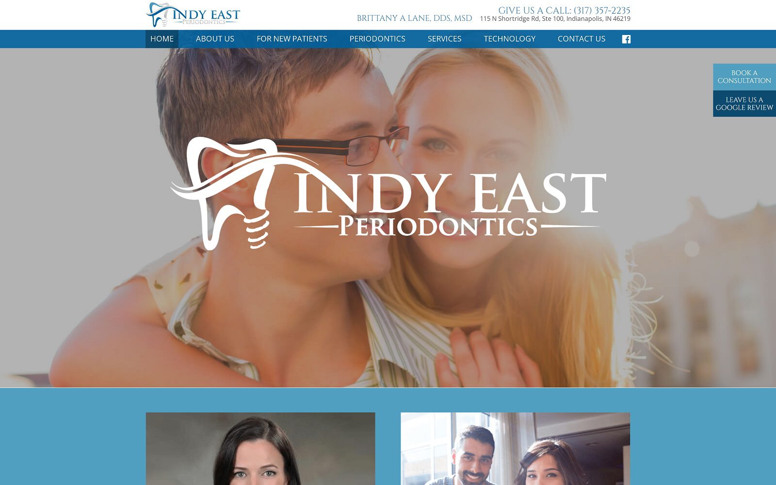 The screenshot of indy east perio: brittany a. Lane, dds, msd website