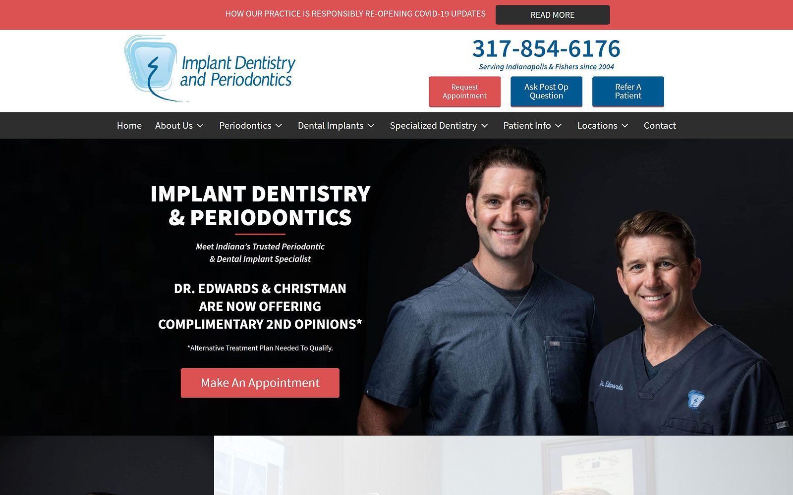 The screenshot of implant dentistry and periodontics - indianapolis website