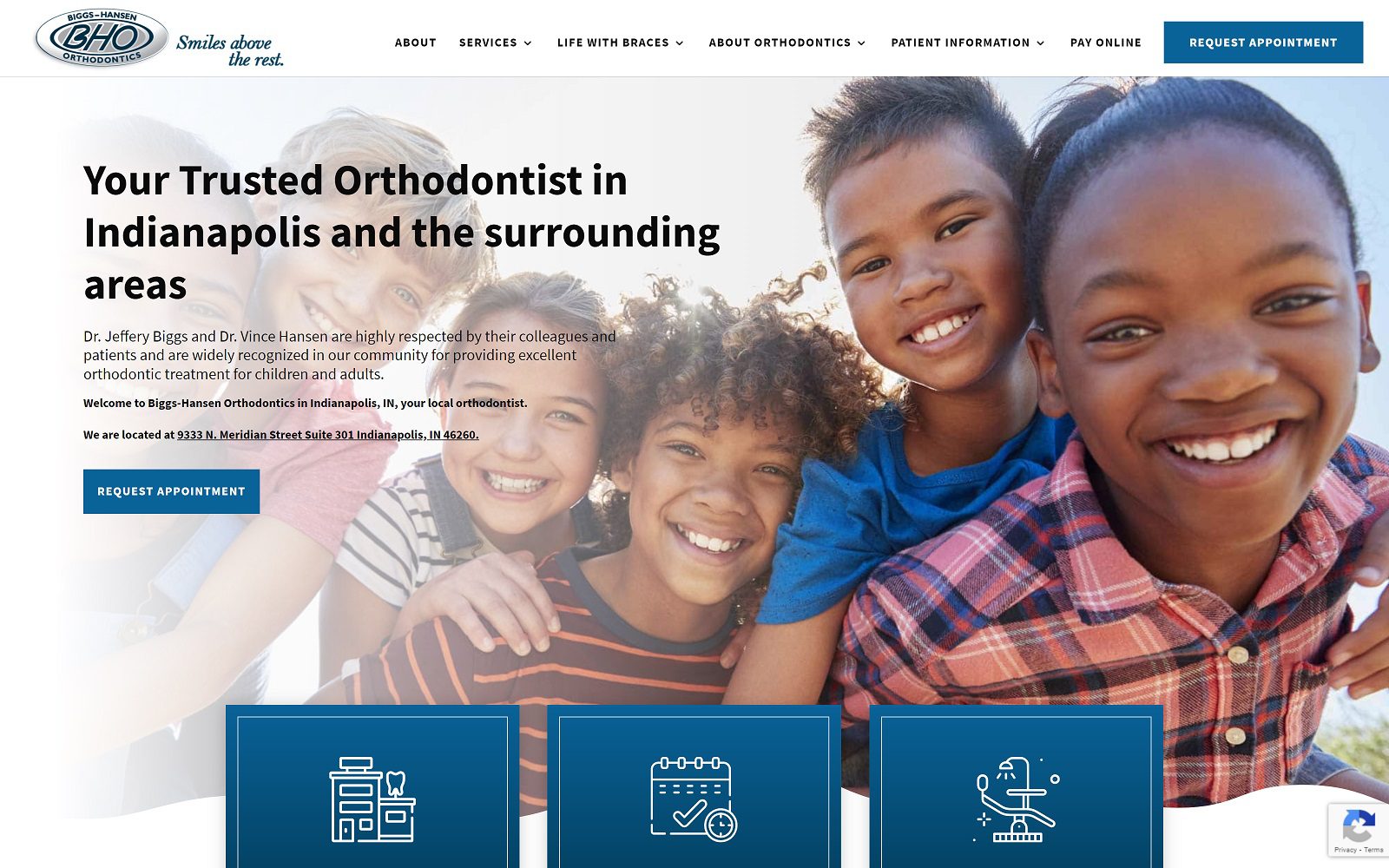 The screenshot of biggs-hansen orthodontics website