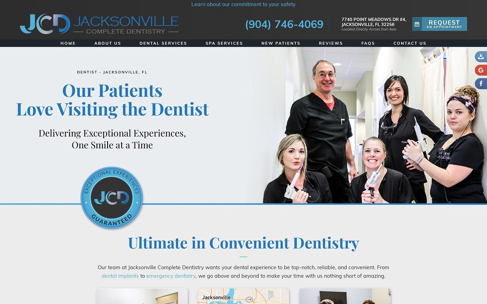 The screenshot of jacksonville complete dentistry website