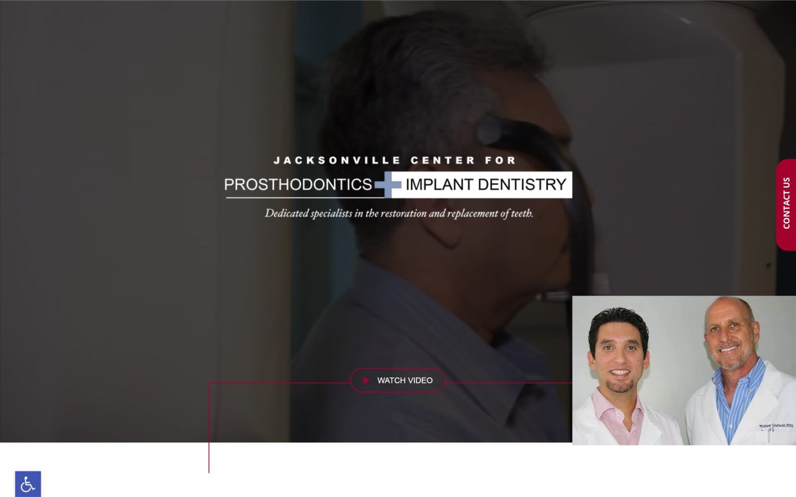 The screenshot of jacksonville center for prosthodontics and implant dentistry website