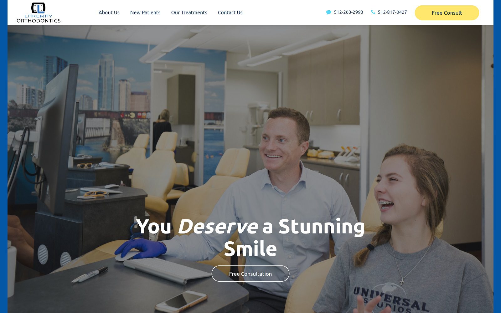 The screenshot of lakeway orthodontics dr. Brian bolerjack website