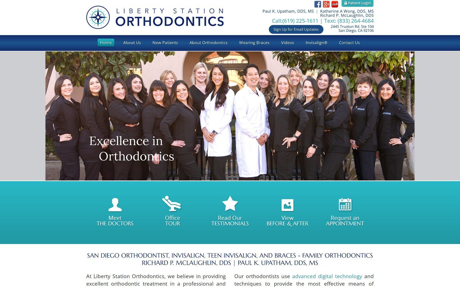The screenshot of liberty station orthodontics website