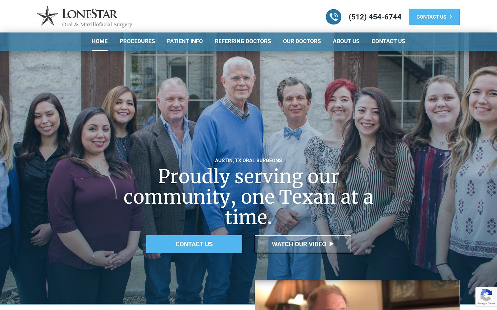 The screenshot of lonestar oral & maxillofacial surgery website