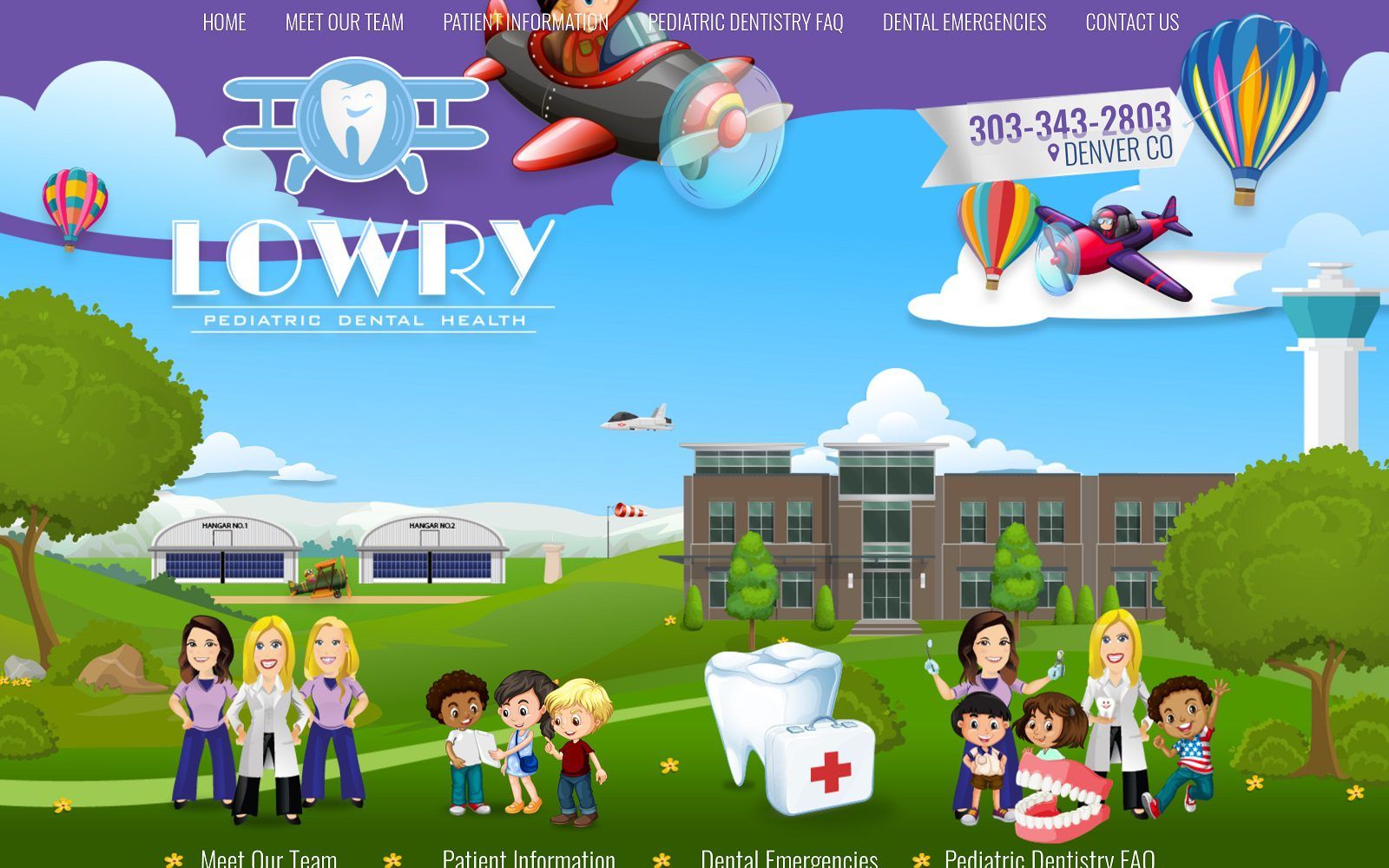 The screenshot of lowry pediatric dental health website
