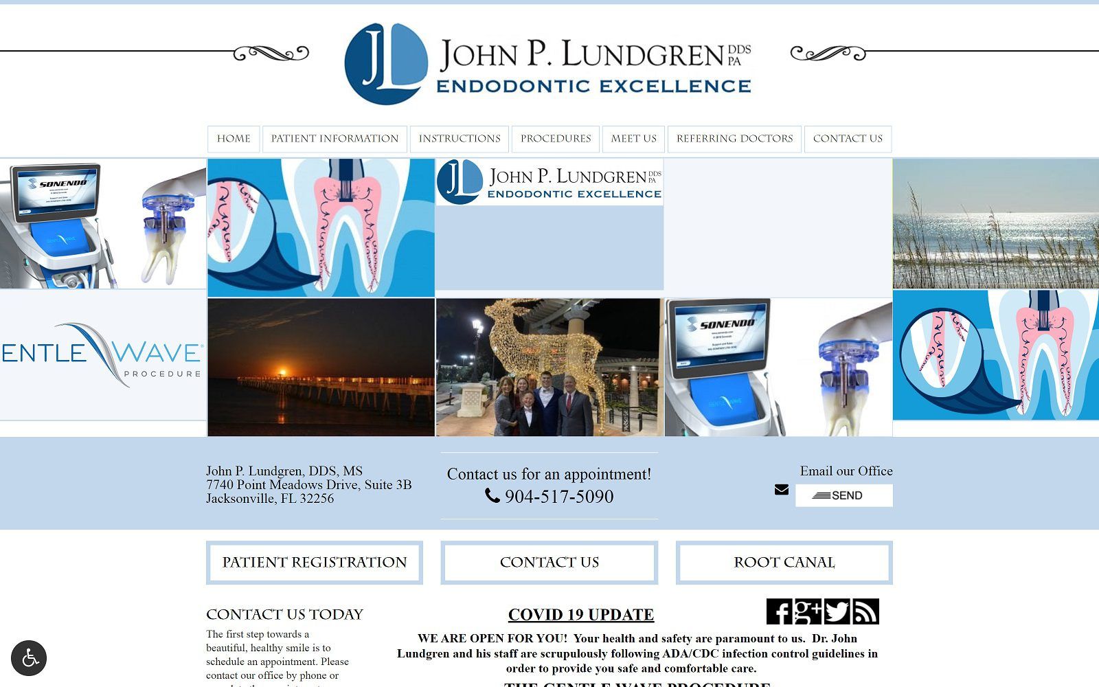The screenshot of dr. John p. Lundgren, dds website