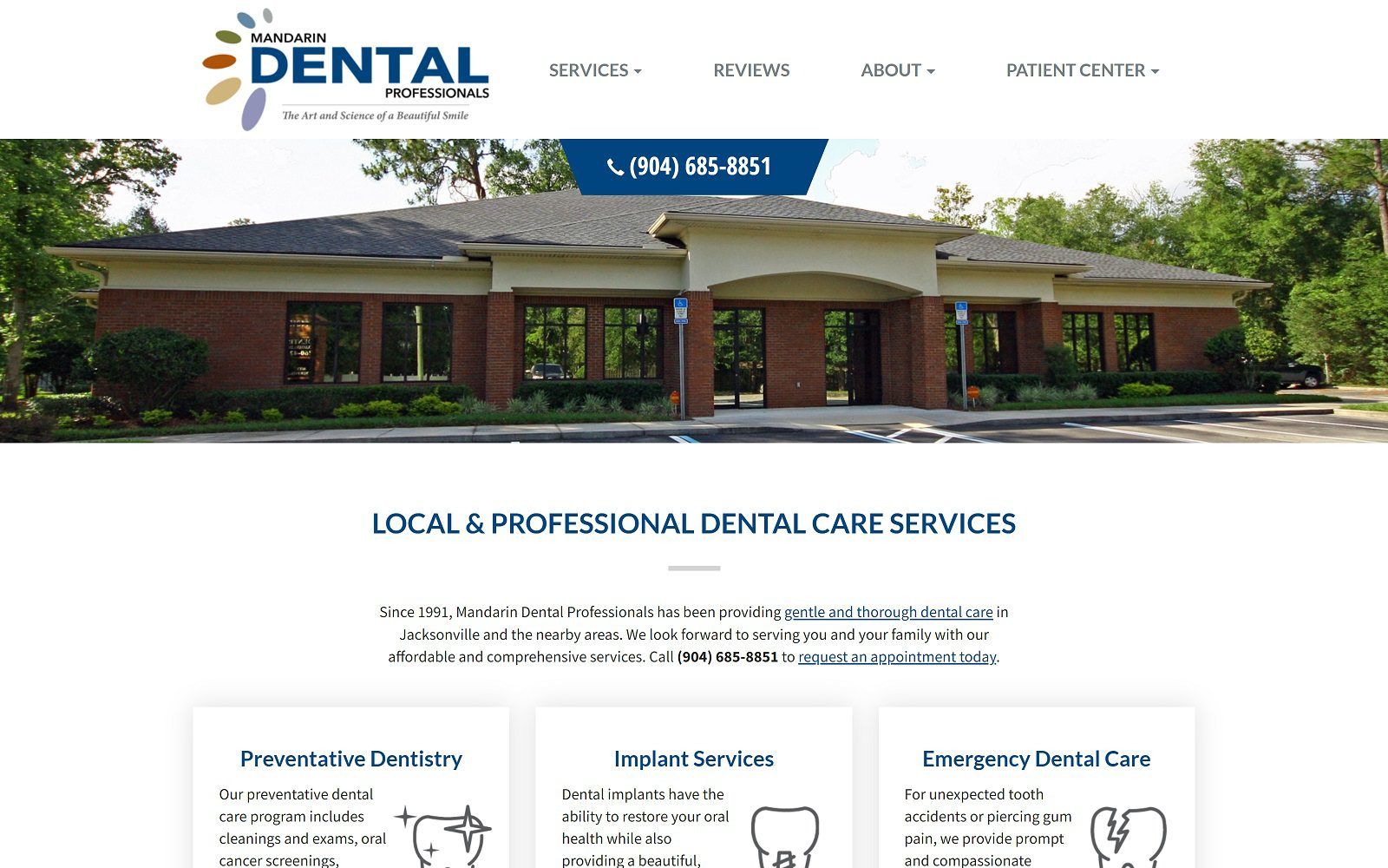 The screenshot of mandarin dental professionals website
