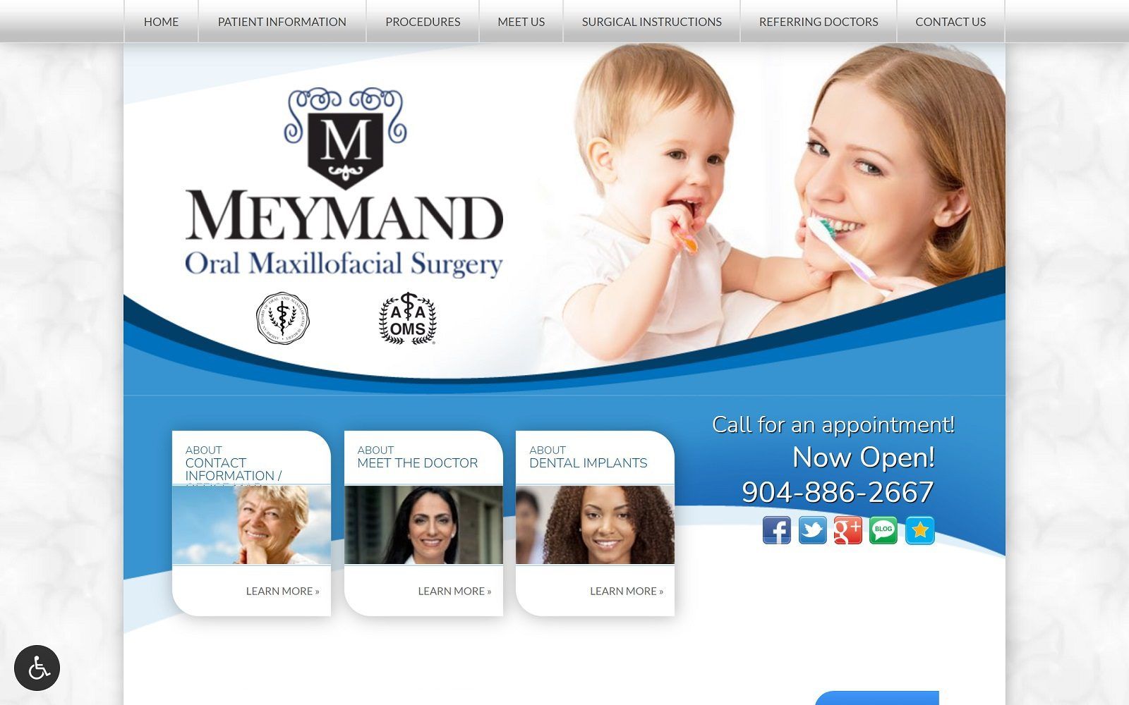 The screenshot of meymand oral maxillofacial surgery dr. Samira meymand website